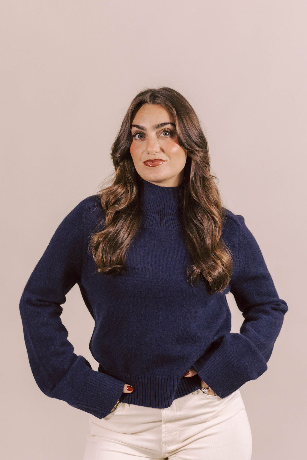 Aleena Navy Mockneck Sweater