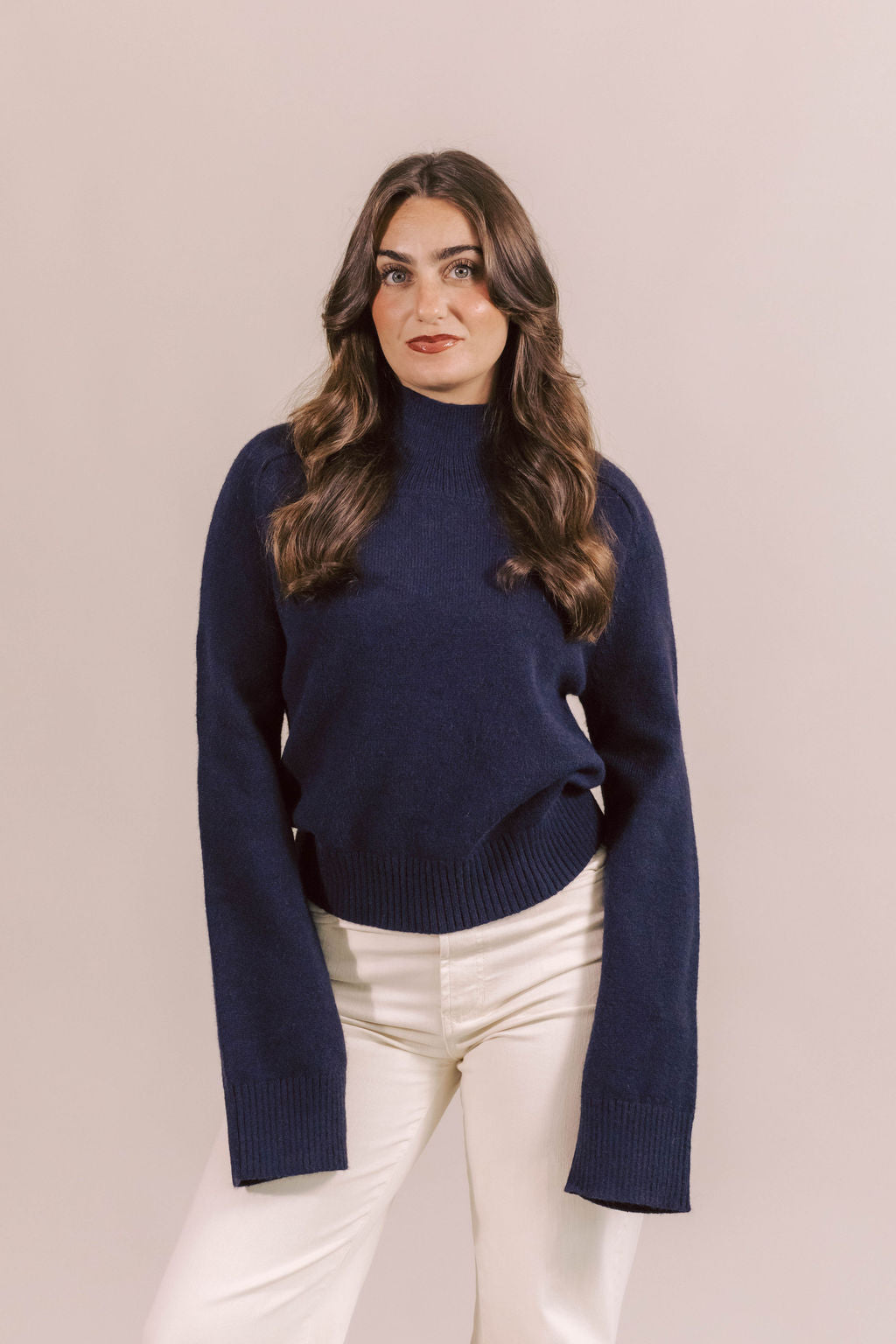 Aleena Navy Mockneck Sweater