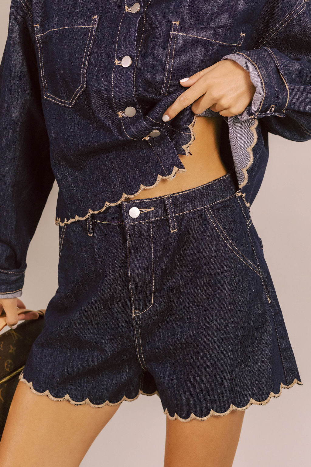 Indigo Scalloped Shorts