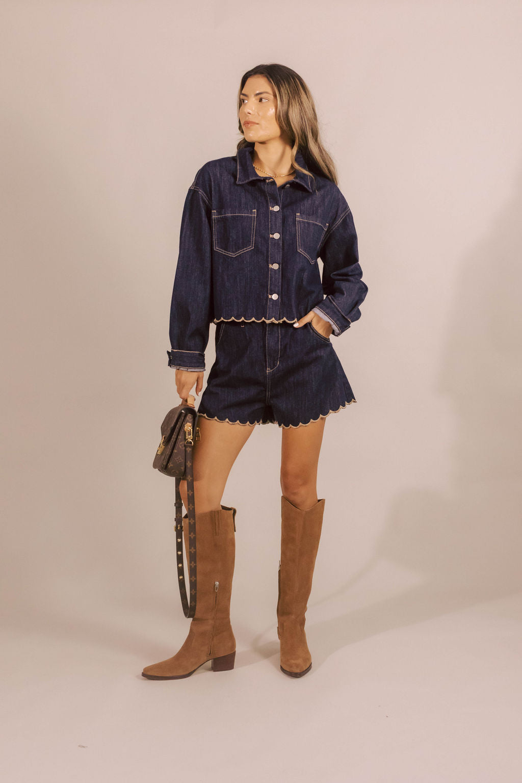 Indigo Scalloped Jacket