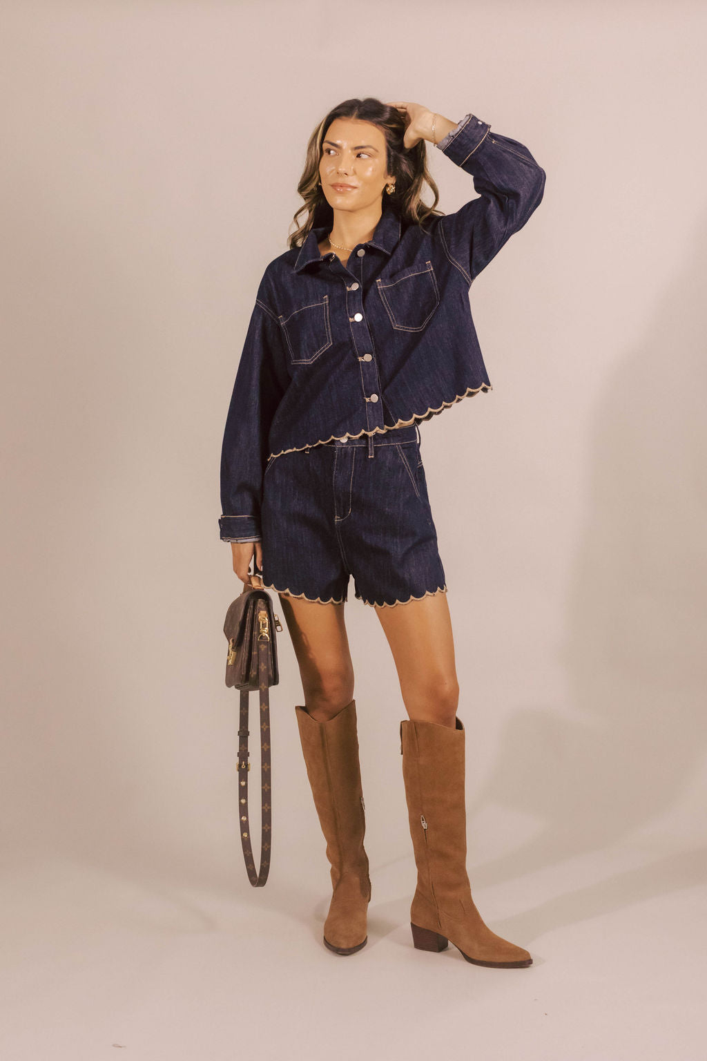 Indigo Scalloped Jacket