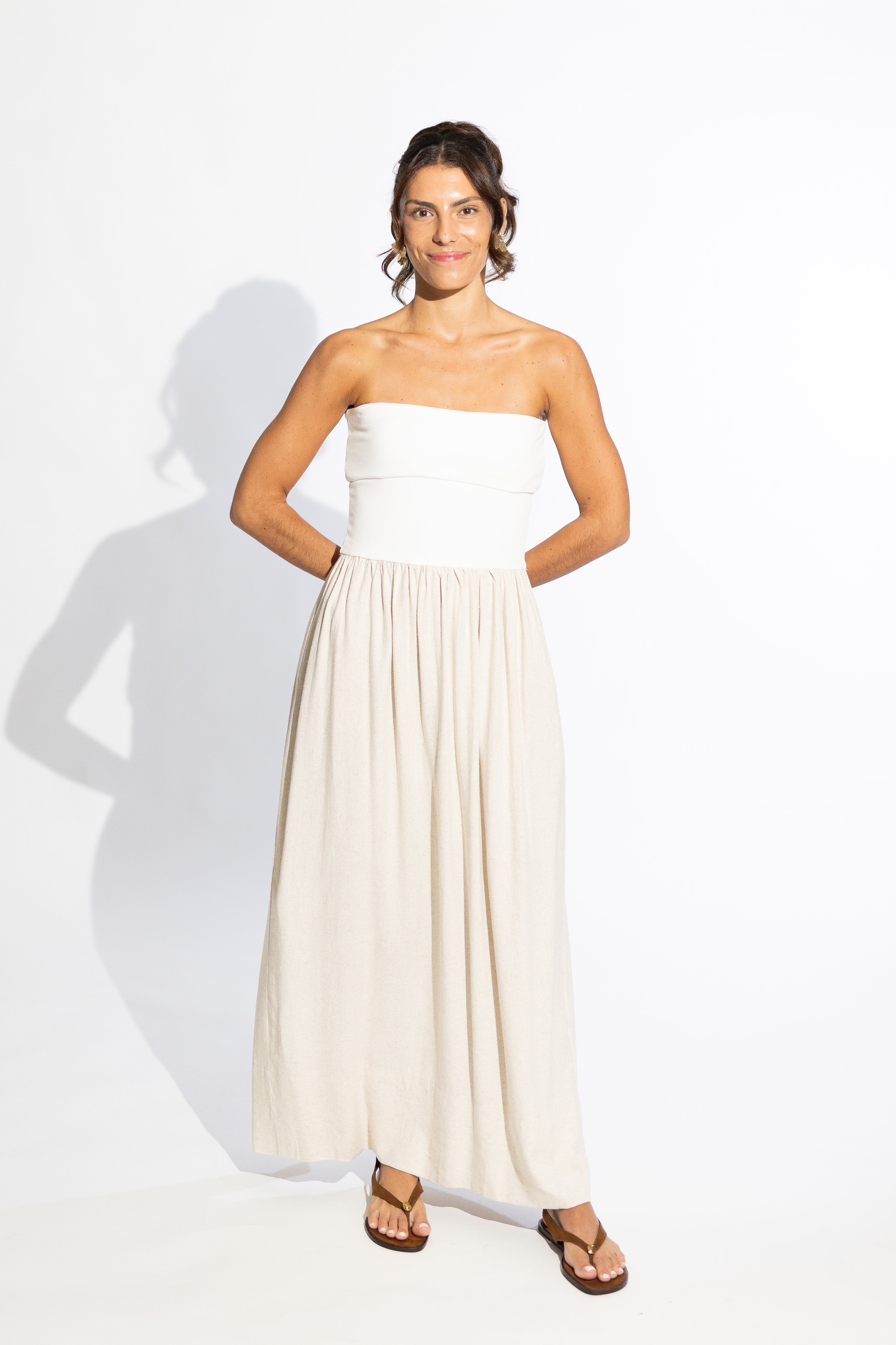 Maris Linen Strapless Dress