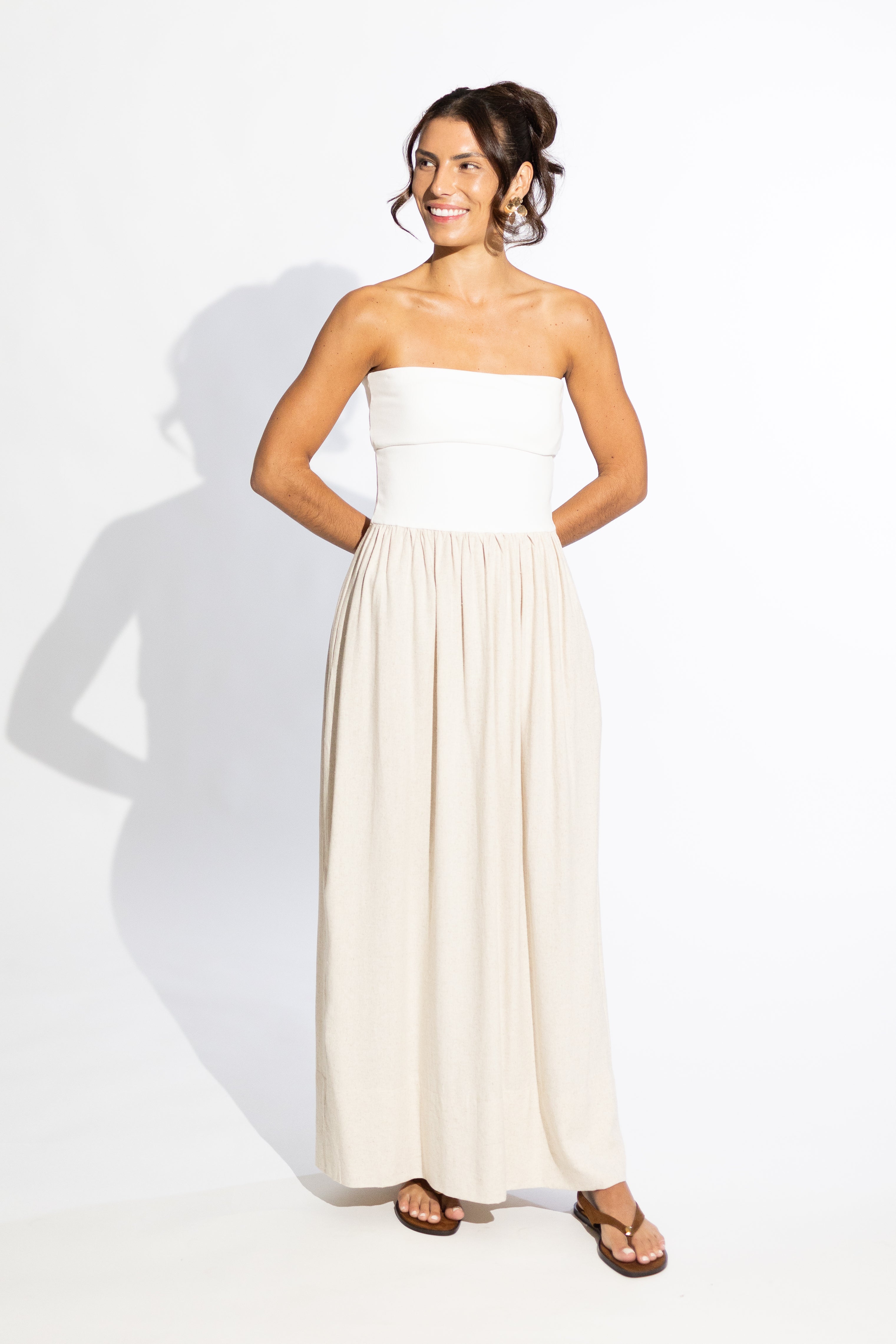 Maris Linen Strapless Dress
