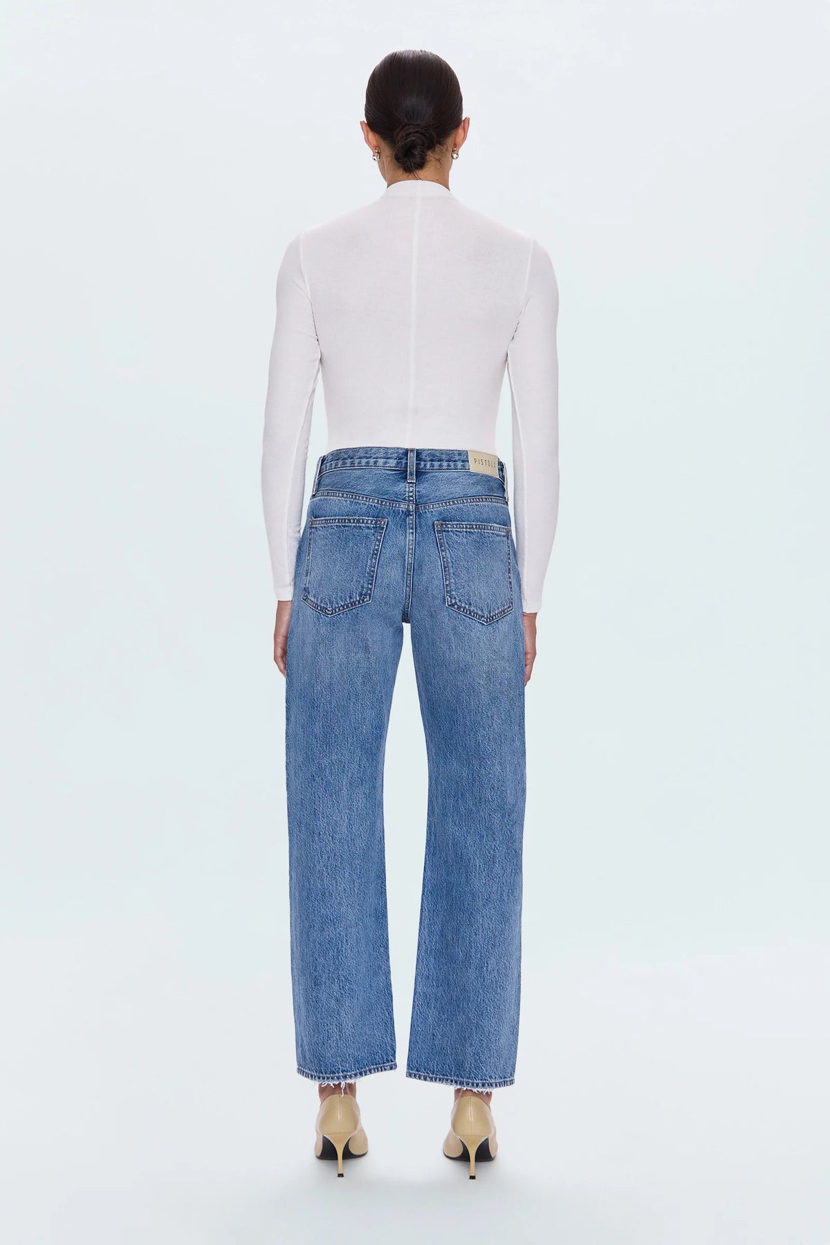 Lexi Mid Rise Bowed Straight Jean