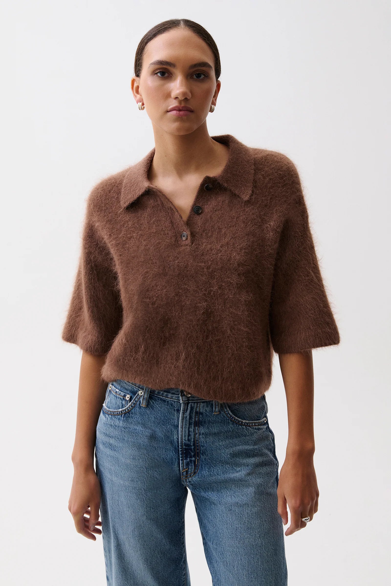 Nadya Alpaca Polo Sweater