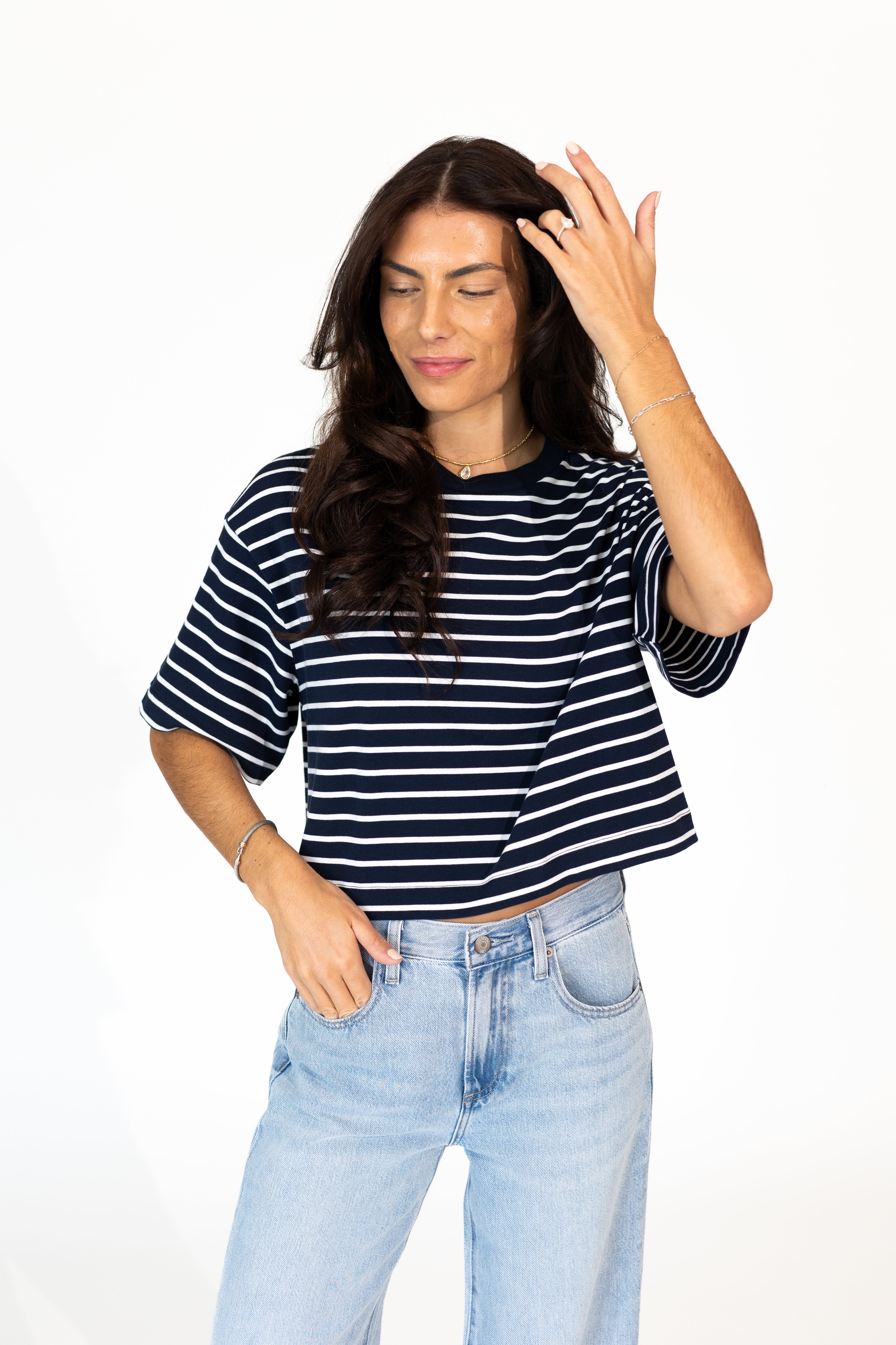 Mae Navy Striped Tee