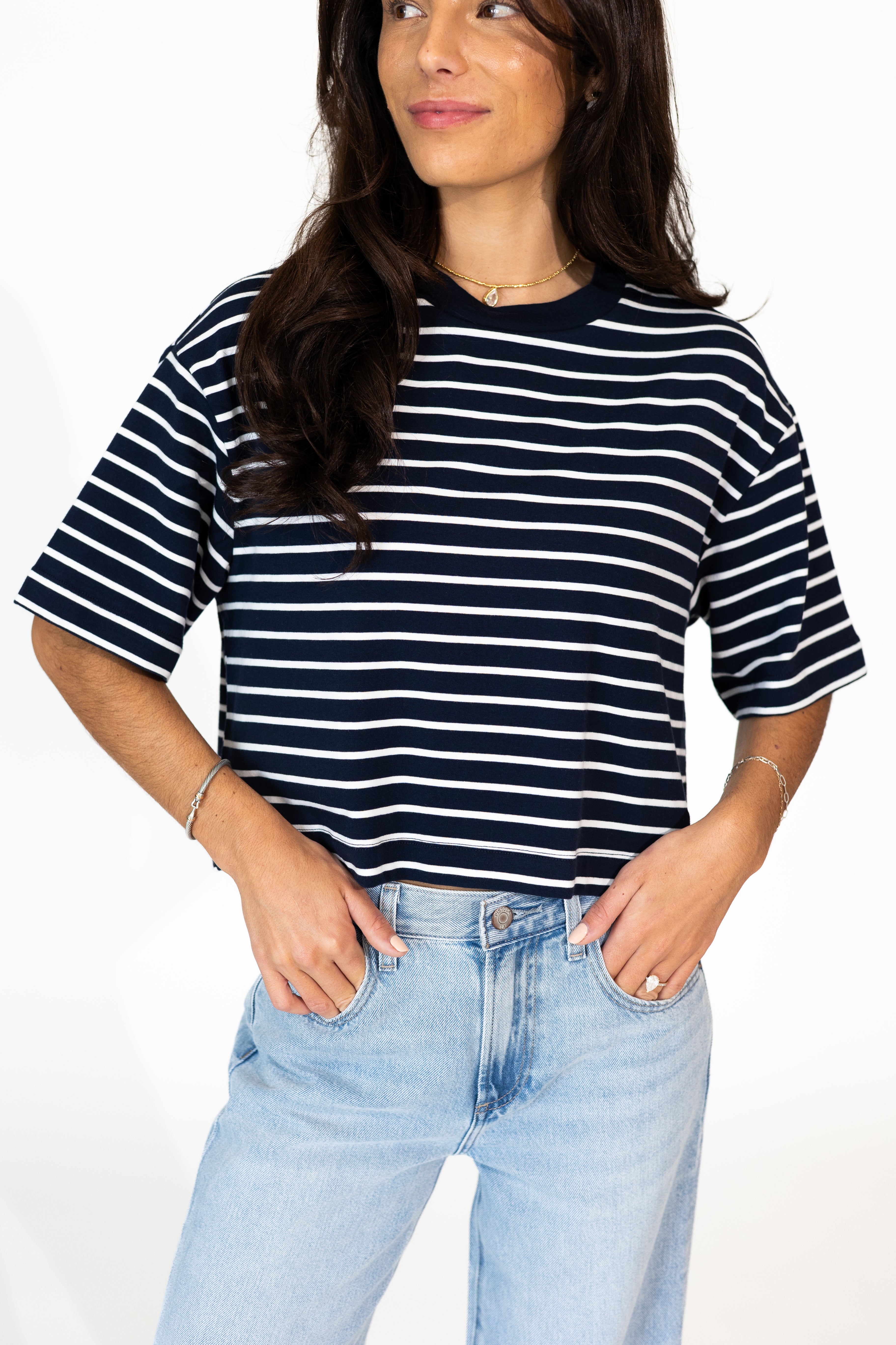 Mae Navy Striped Tee