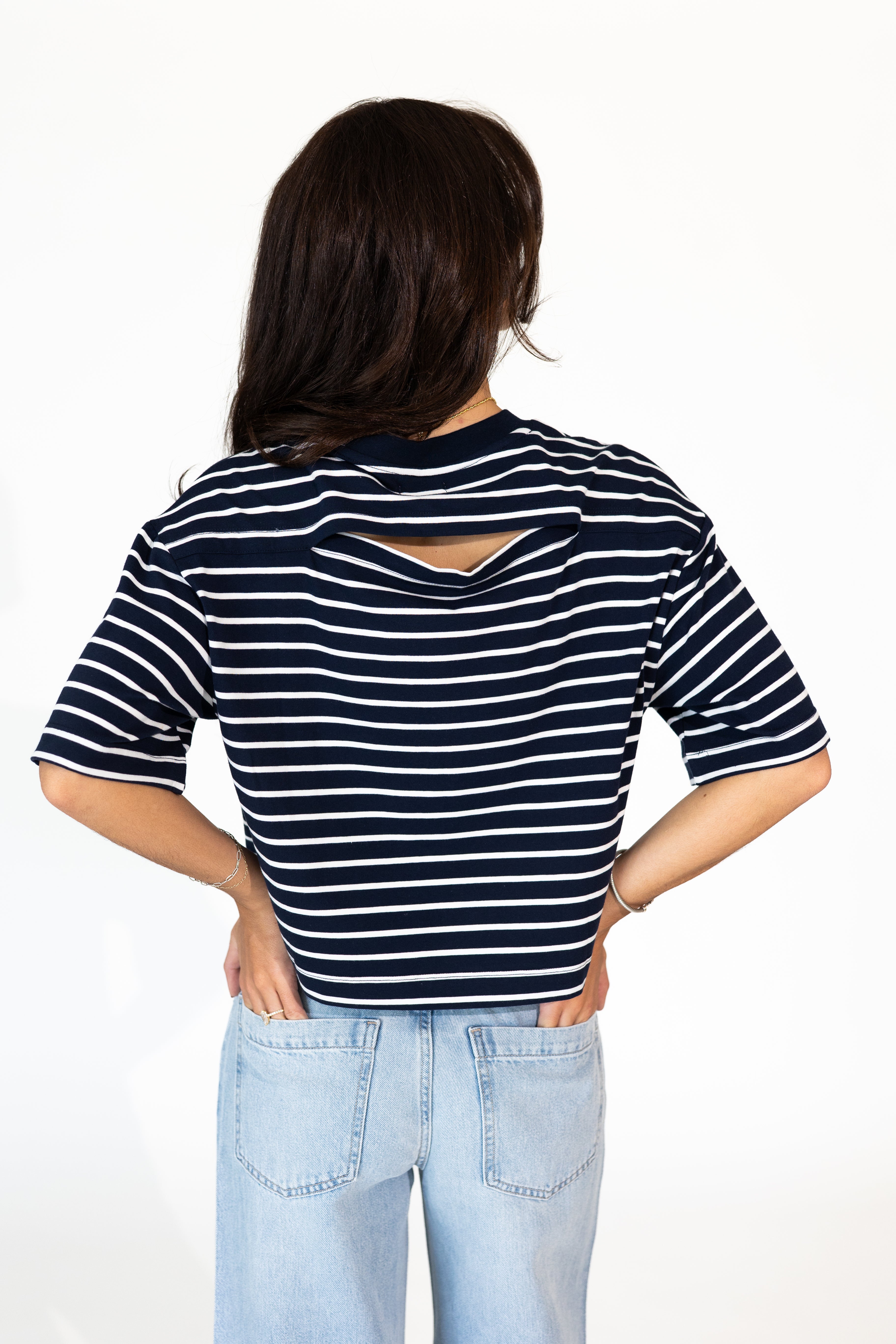 Mae Navy Striped Tee