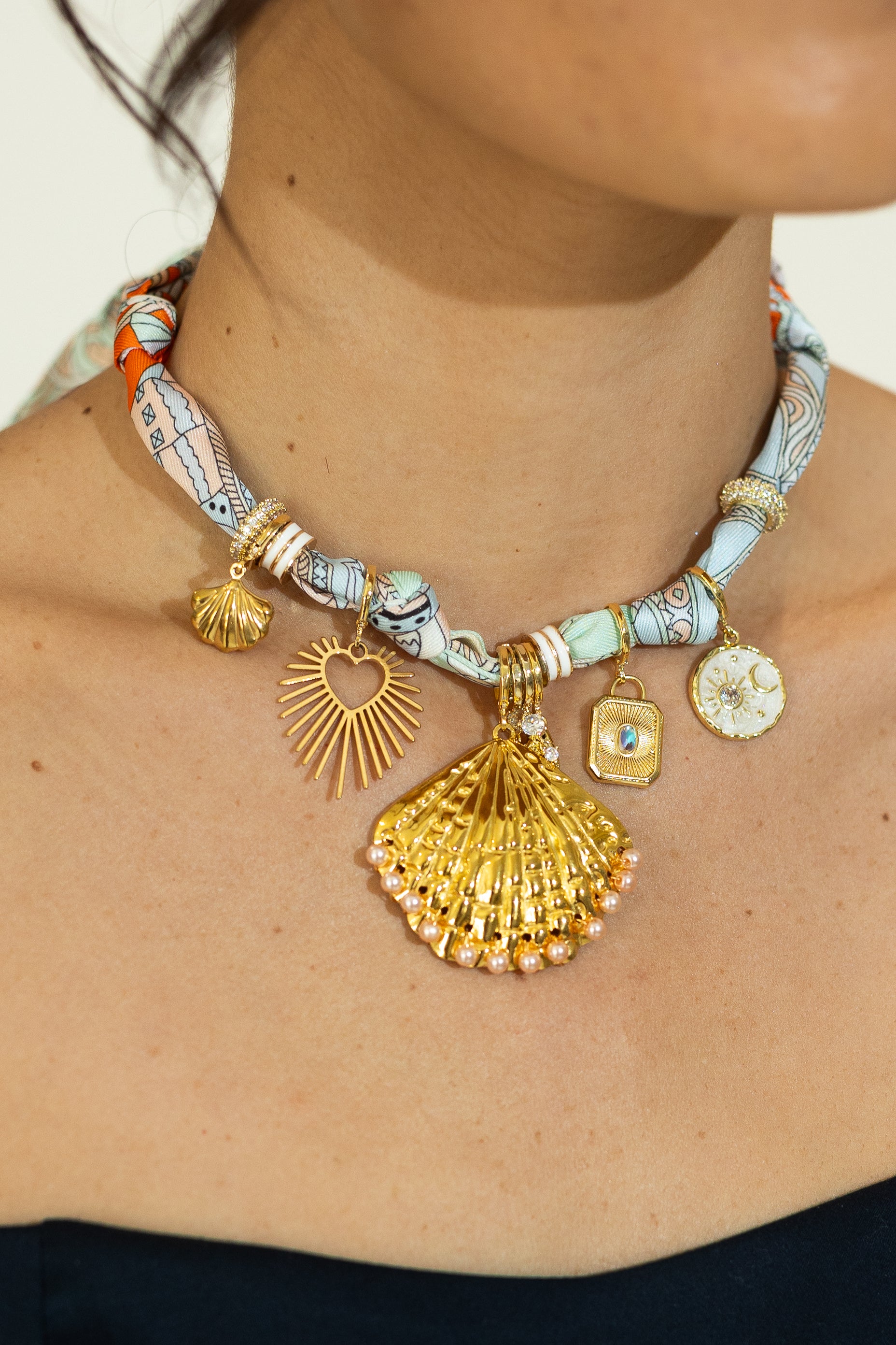 Pre-Order Tahiti Multi Charm Scarf Necklace