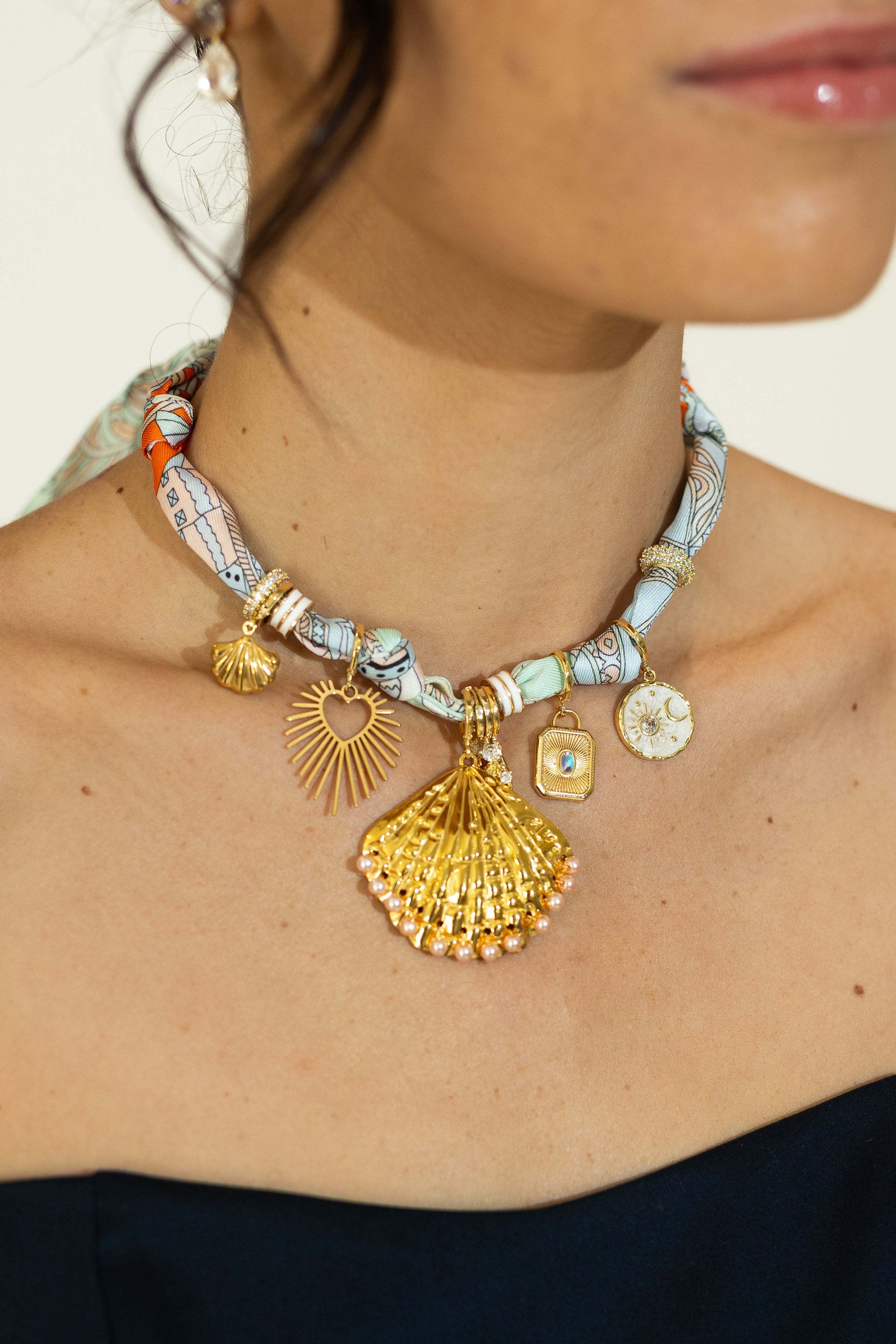 Pre-Order Tahiti Multi Charm Scarf Necklace