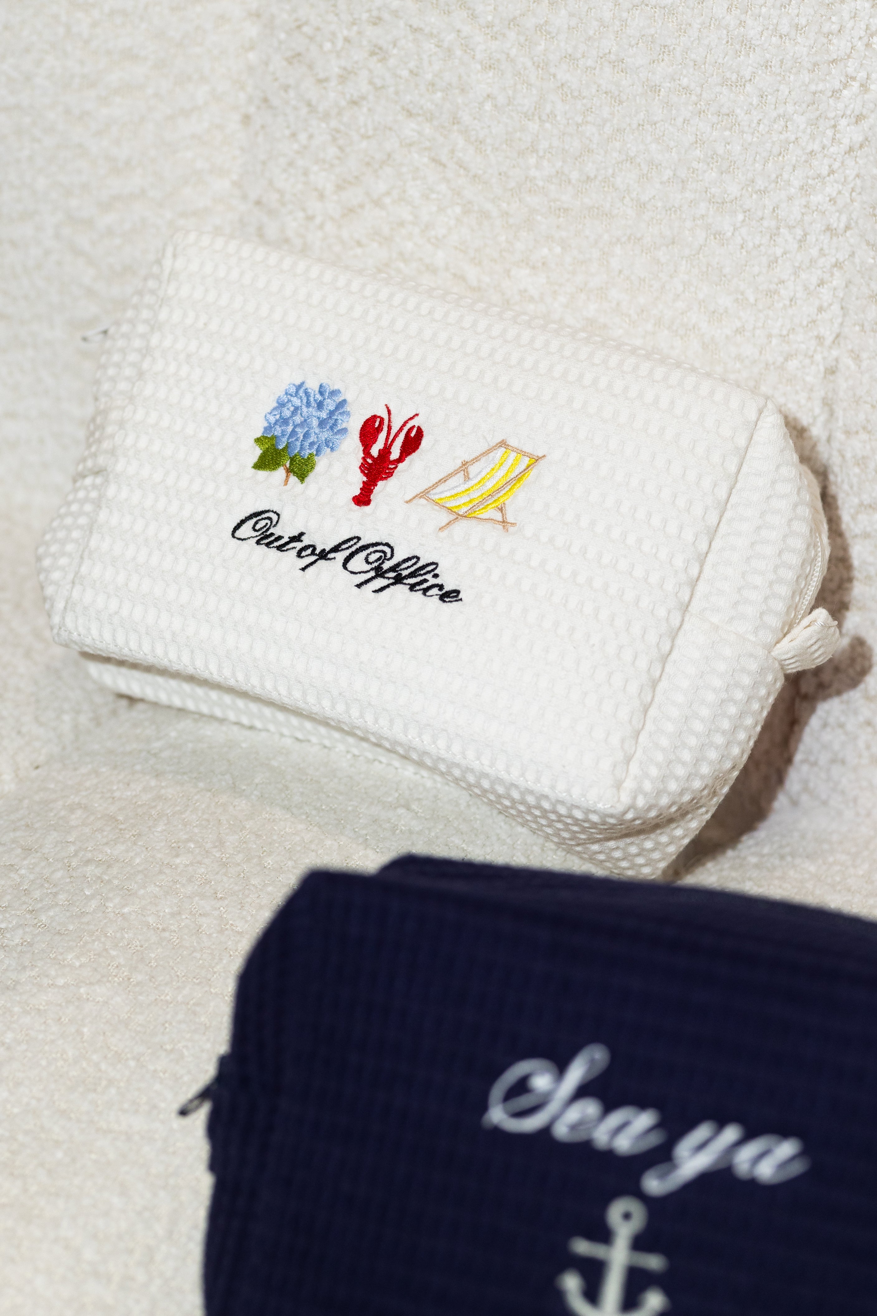 Embroidered Waffle Pouch