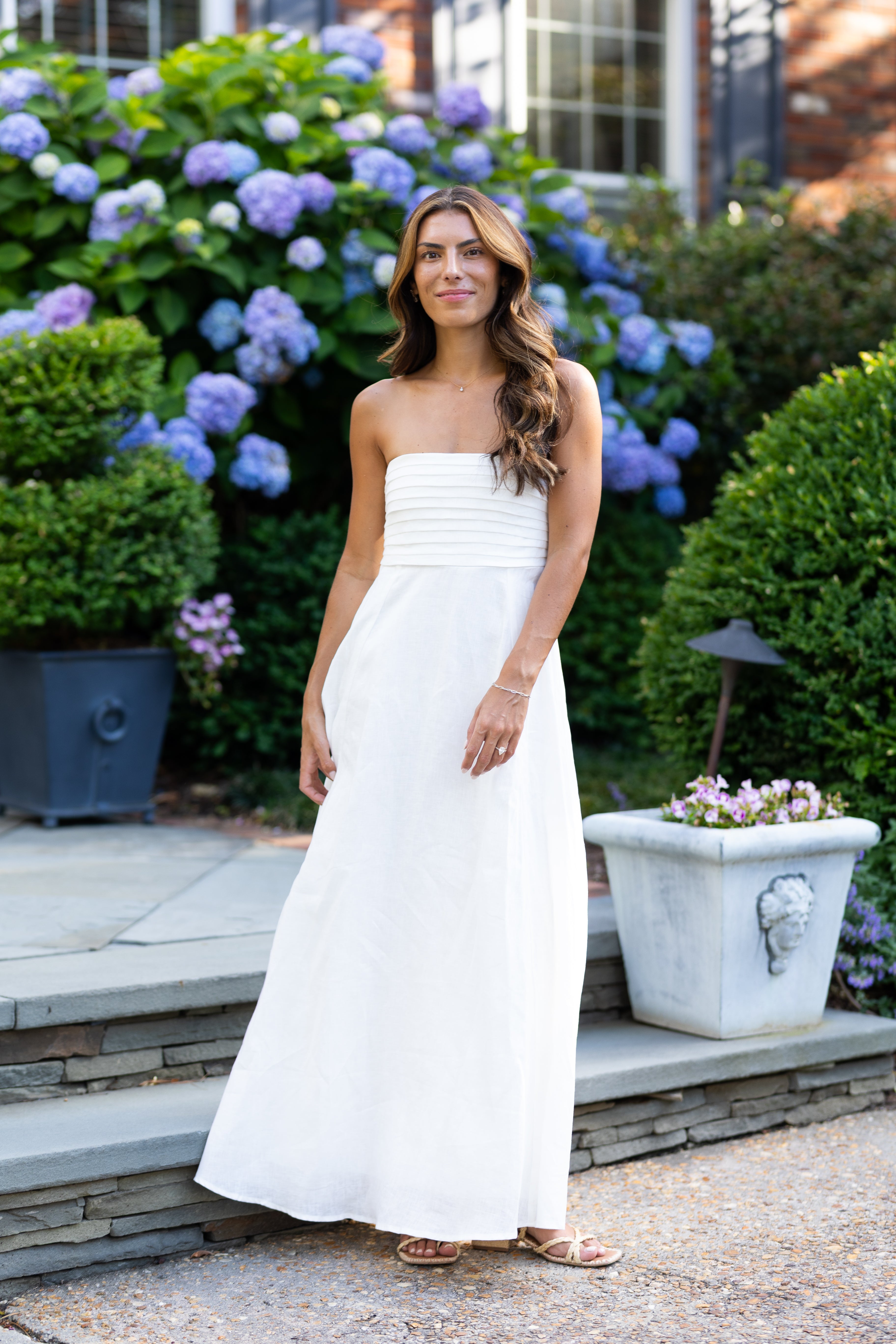 Talia White Linen Maxi Dress
