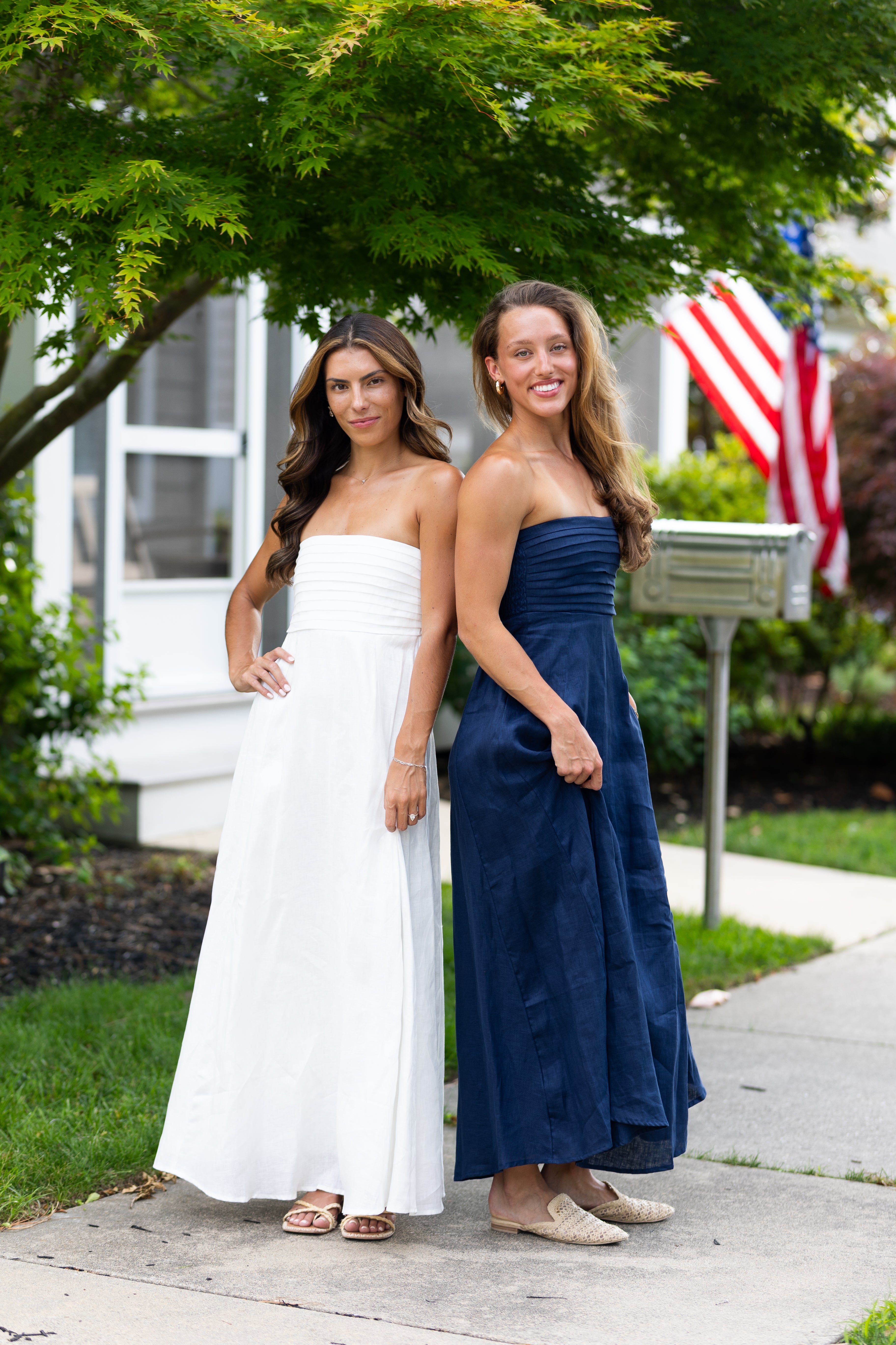 Talia Navy Linen Maxi Dress