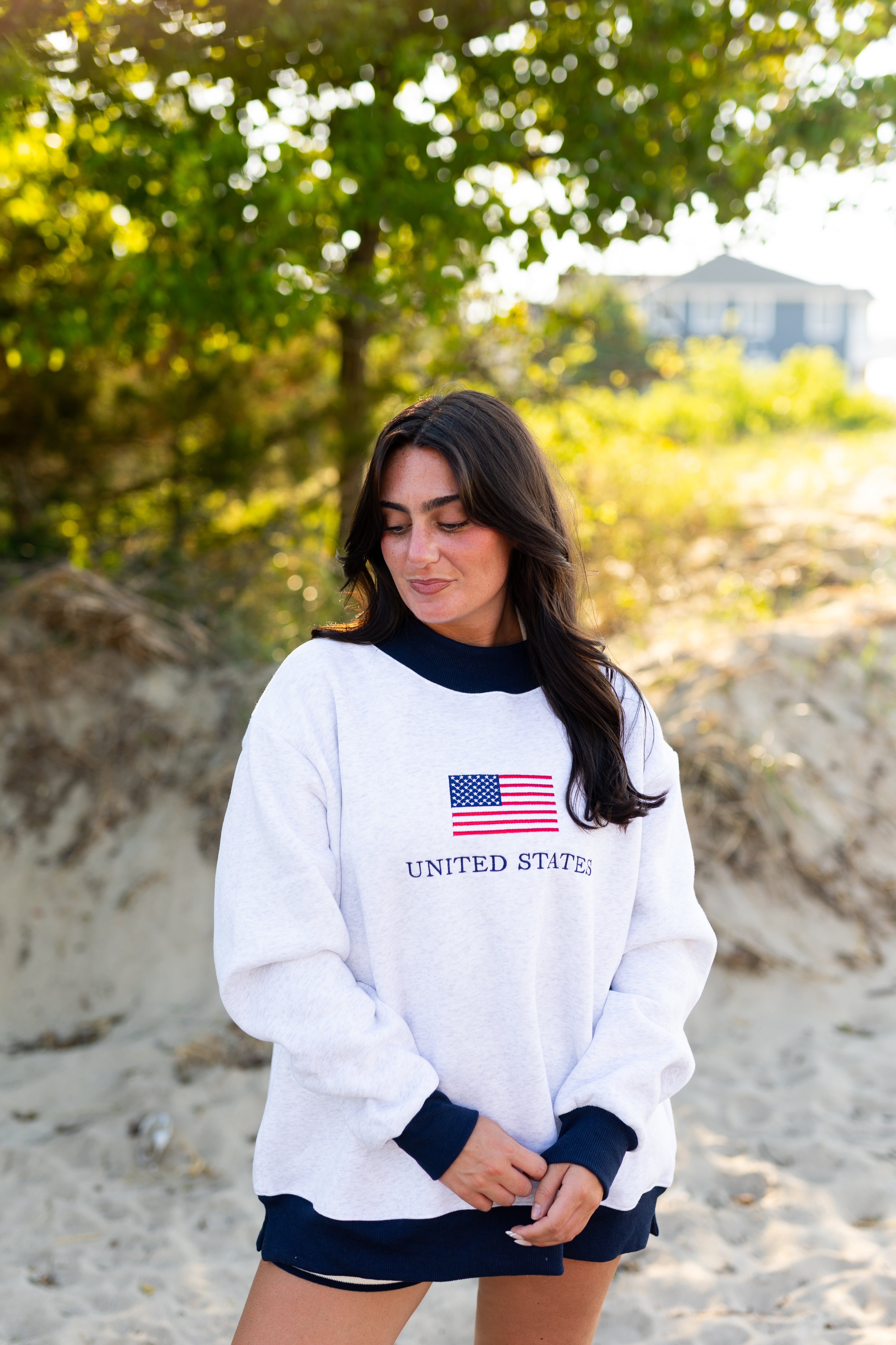 Pre - Order Mockneck American Flag Sweatshirt (SHIPS BY 8/15)