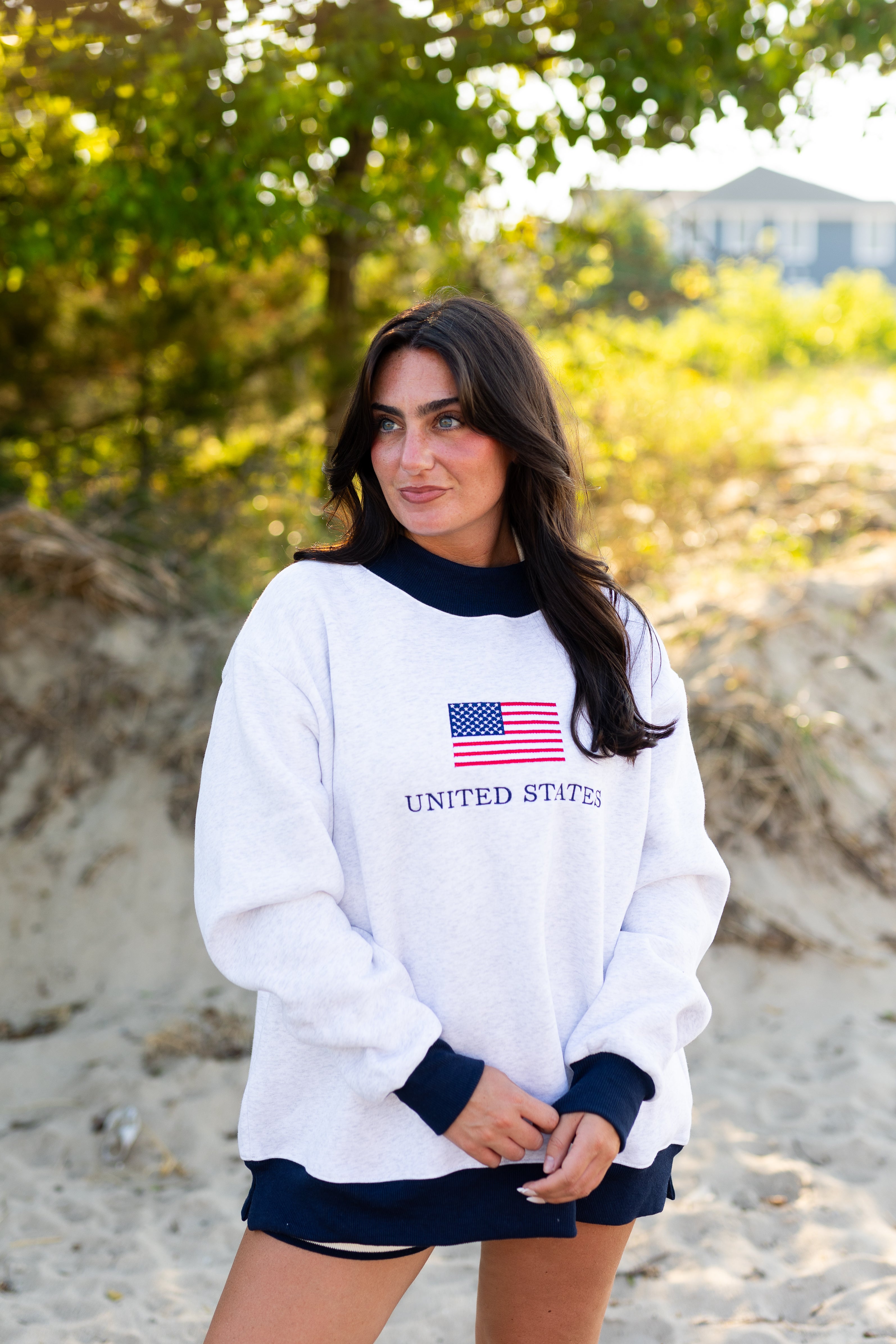 Pre - Order Mockneck American Flag Sweatshirt (SHIPS BY 8/15)