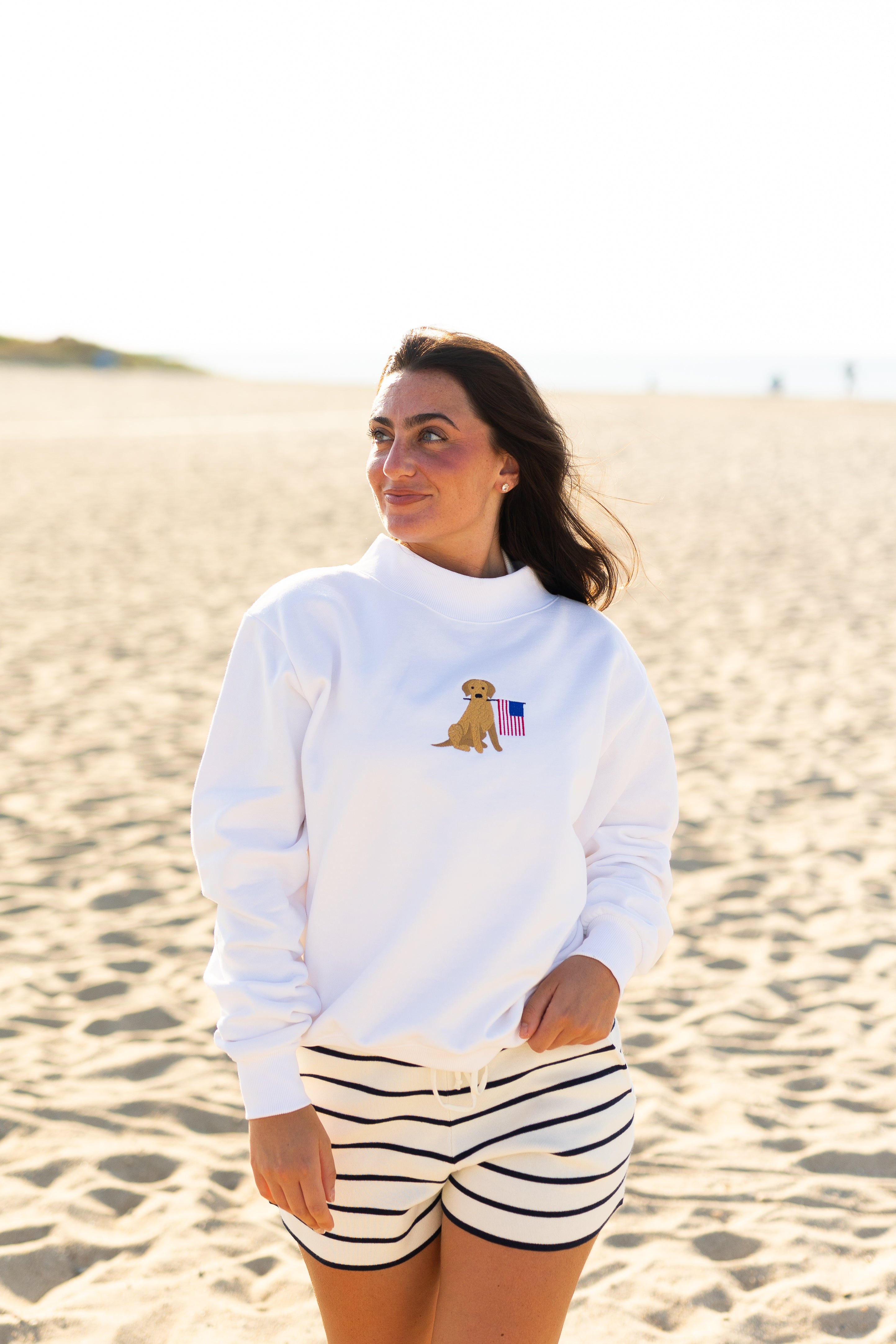 Pre - Order American Flag Dog Mockneck Sweatshirt (SHIPS BY 8/15)