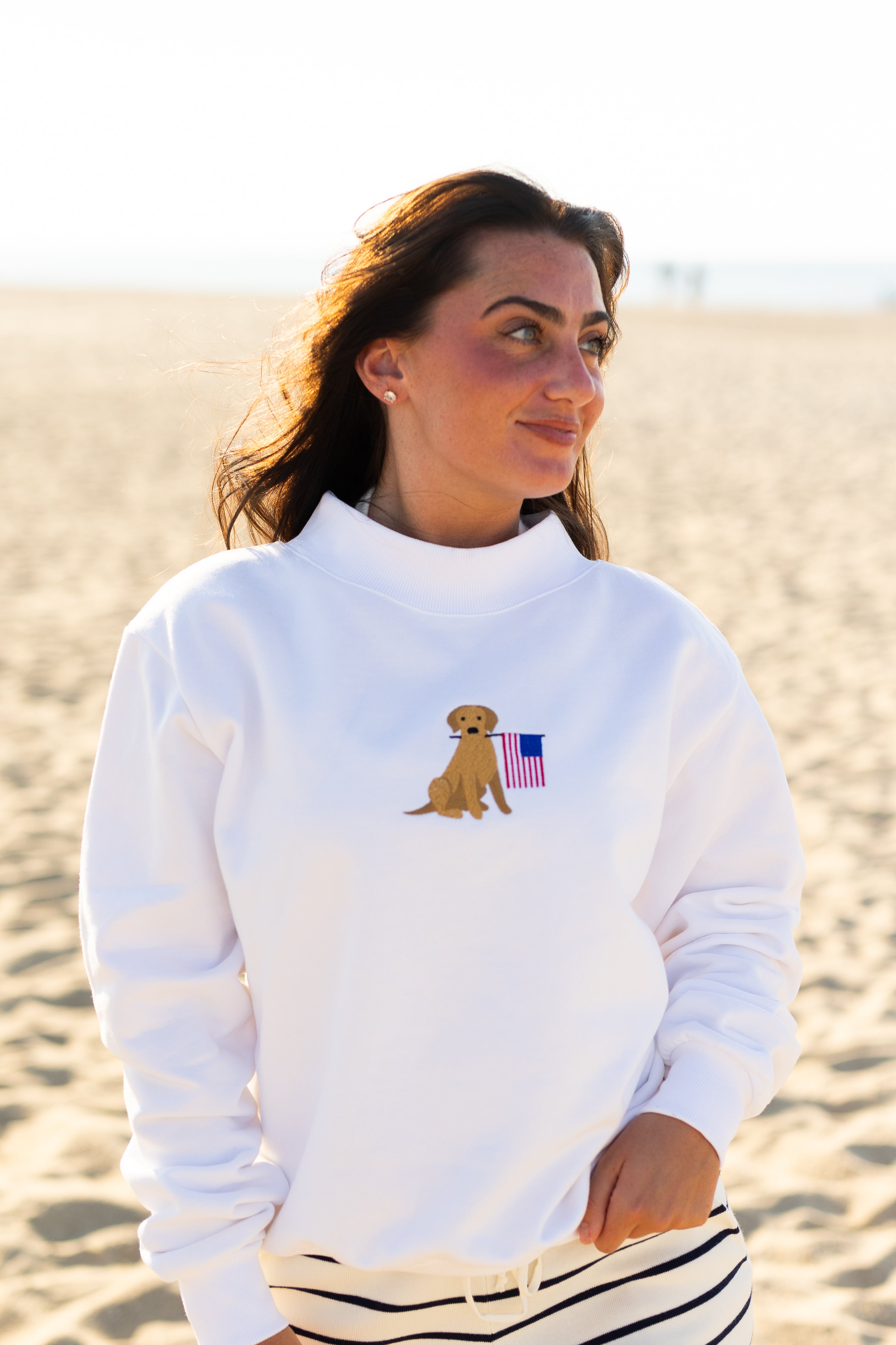 American Flag Dog Mockneck Sweatshirt