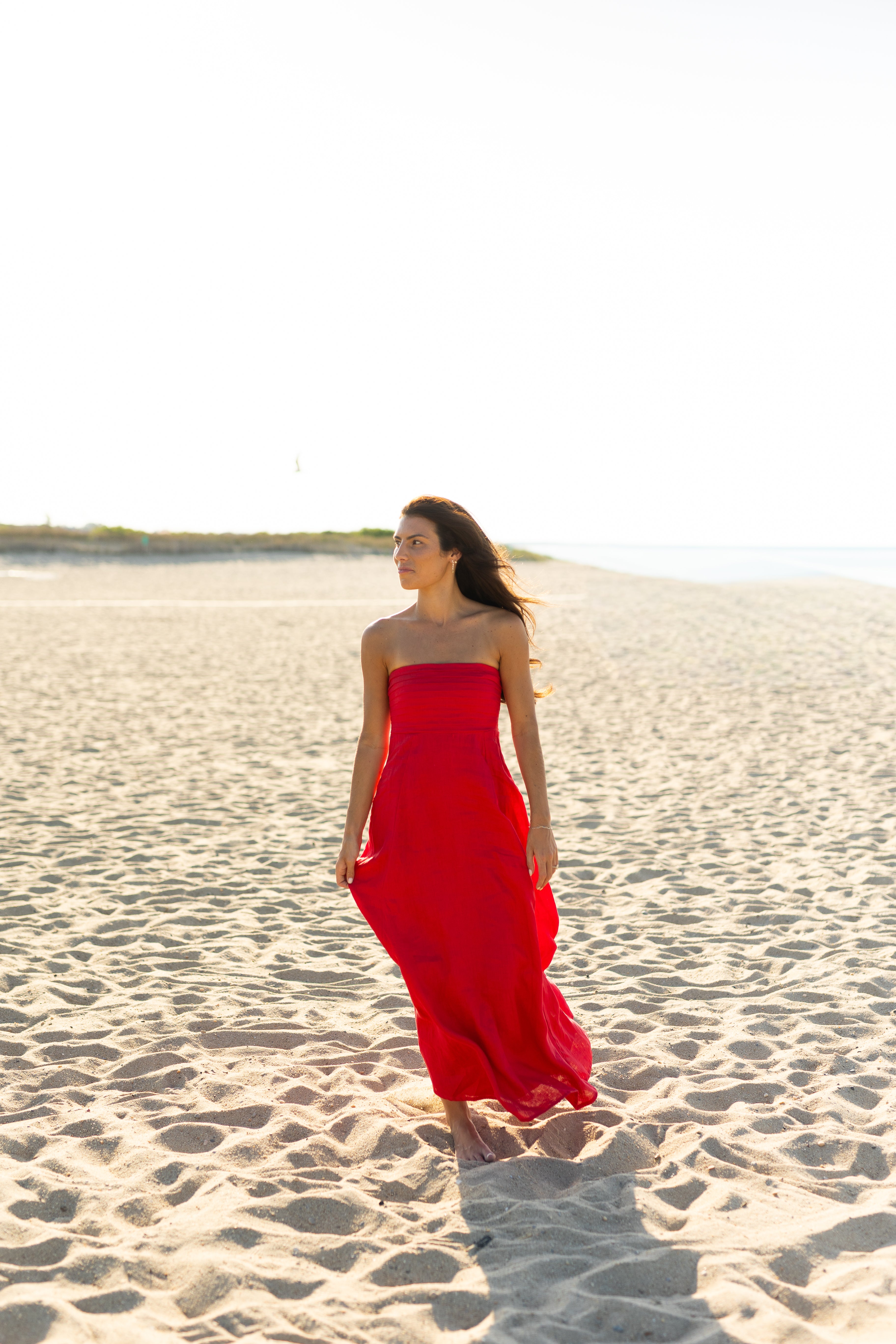 Talia Radiant Red Linen Maxi Dress