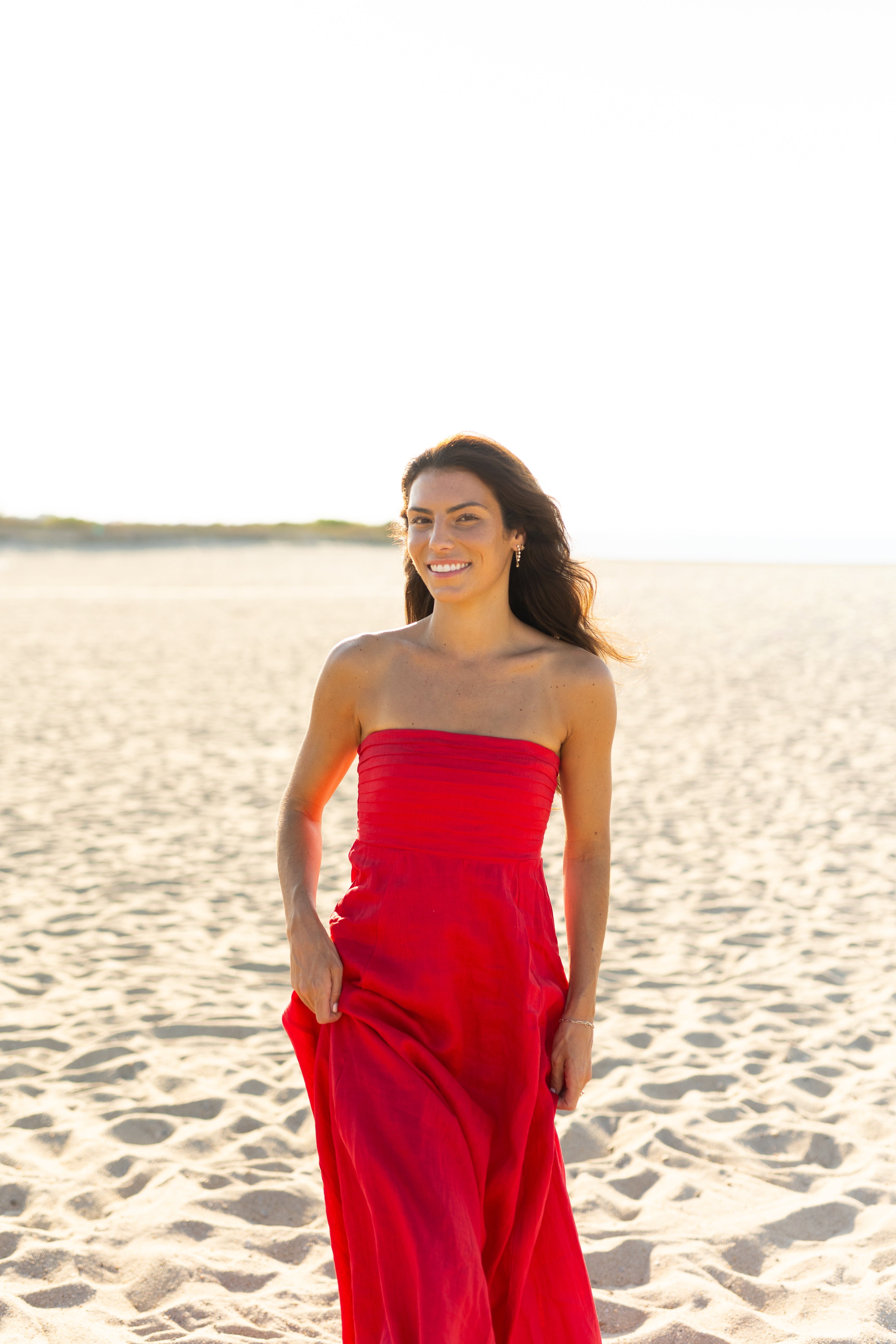 Talia Radiant Red Linen Maxi Dress