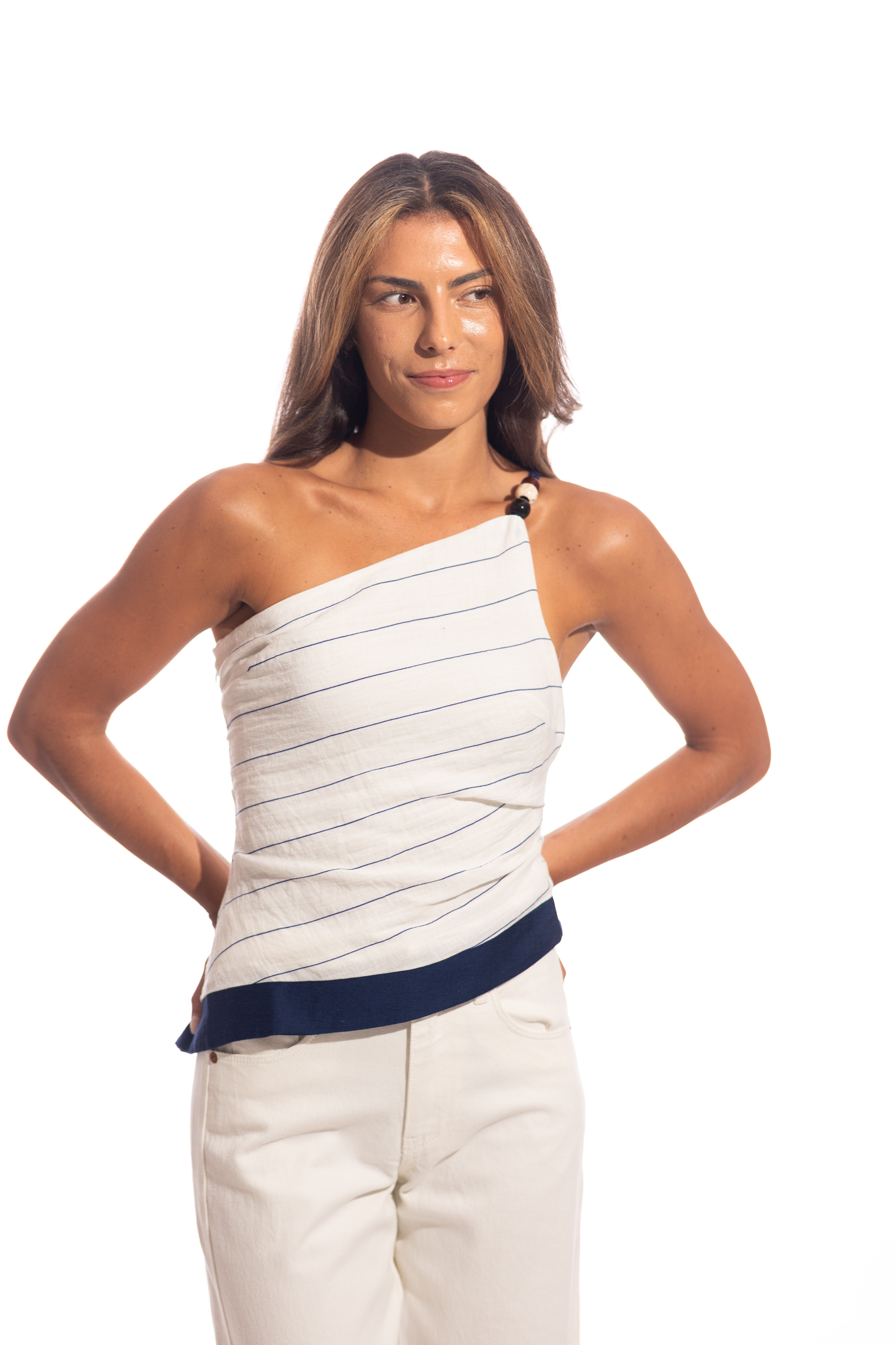 Margie Beaded One Shoulder Top