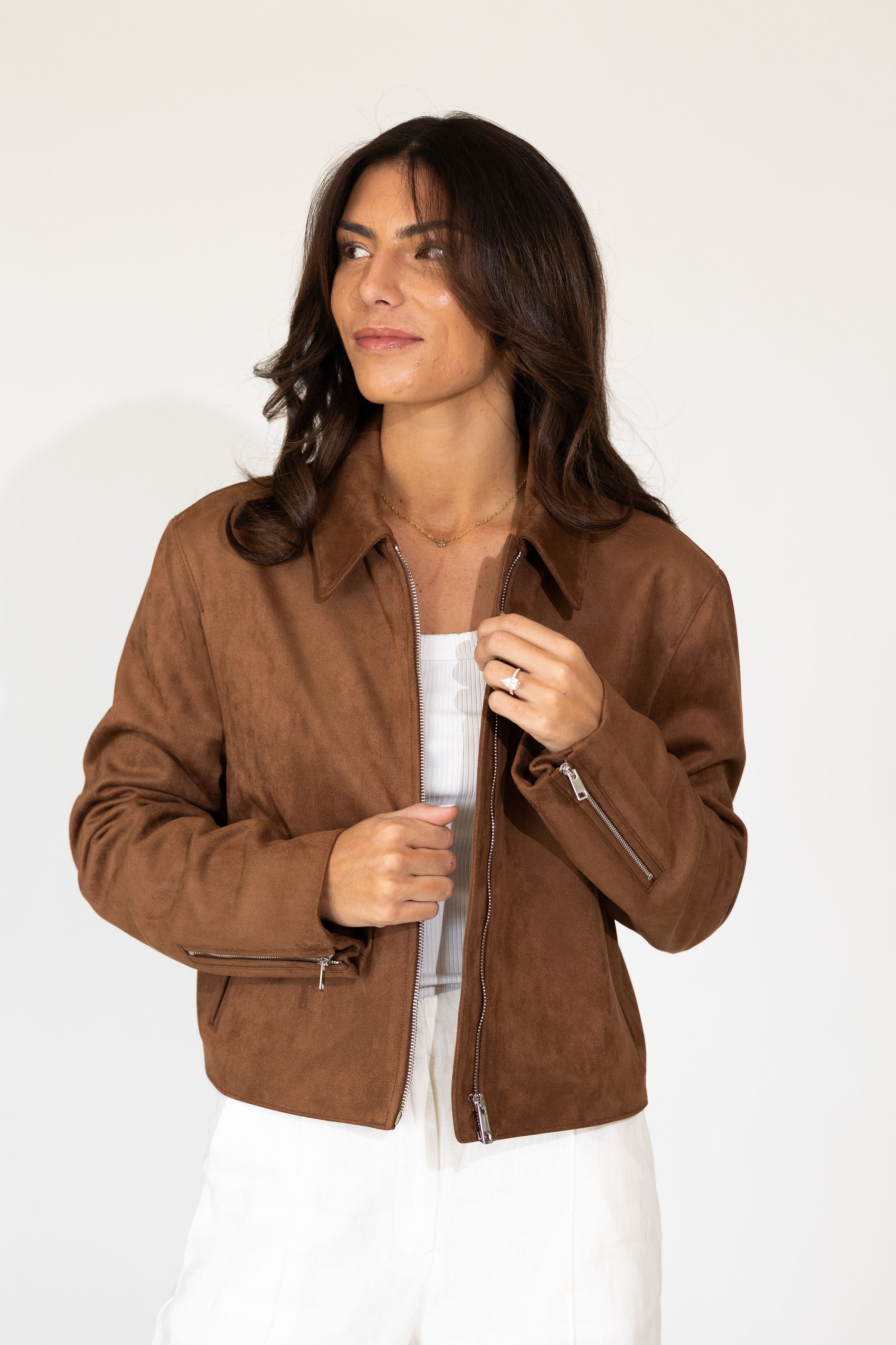 Rhea Suede Bomber Jacket