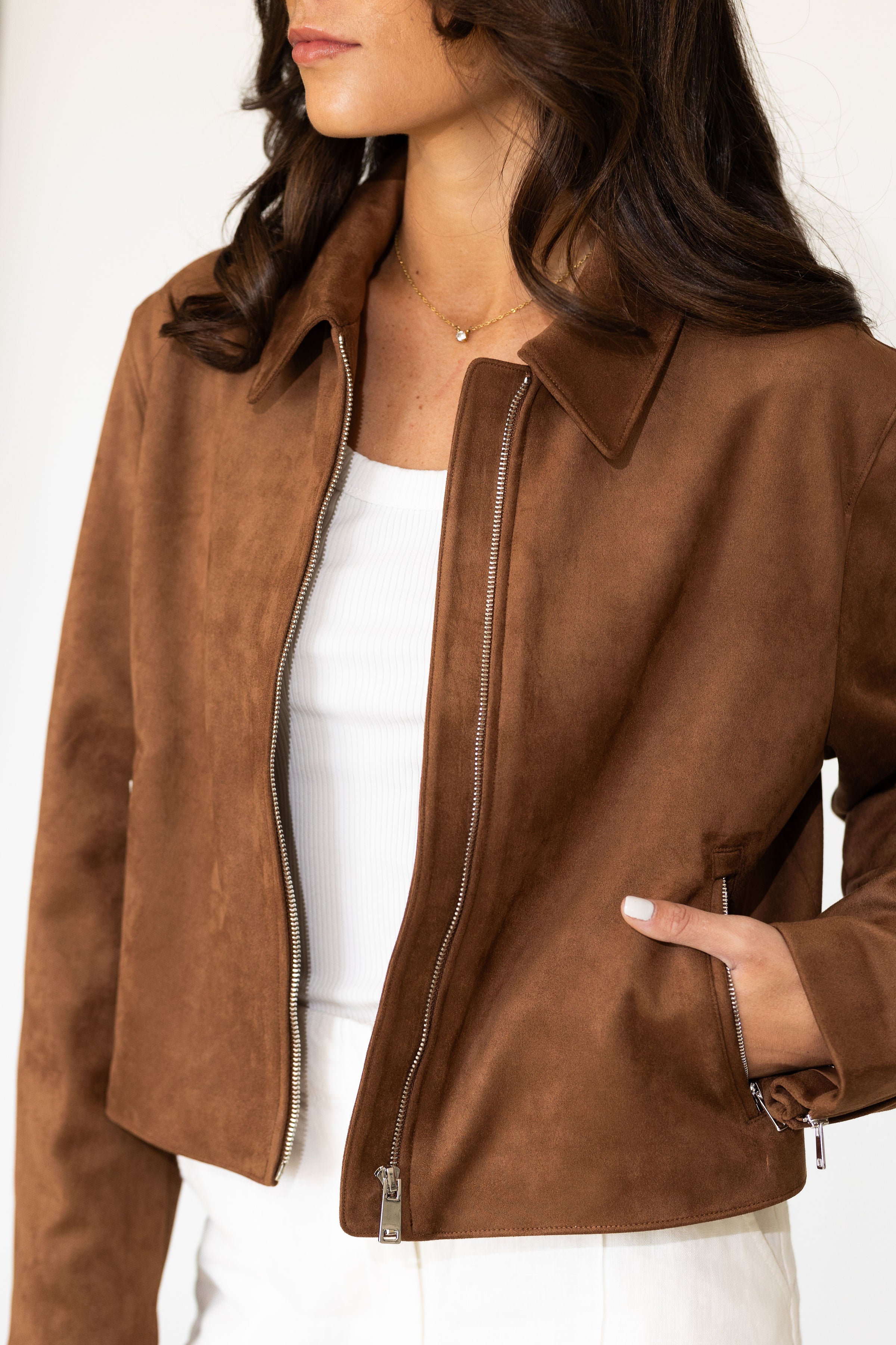 Rhea Suede Bomber Jacket