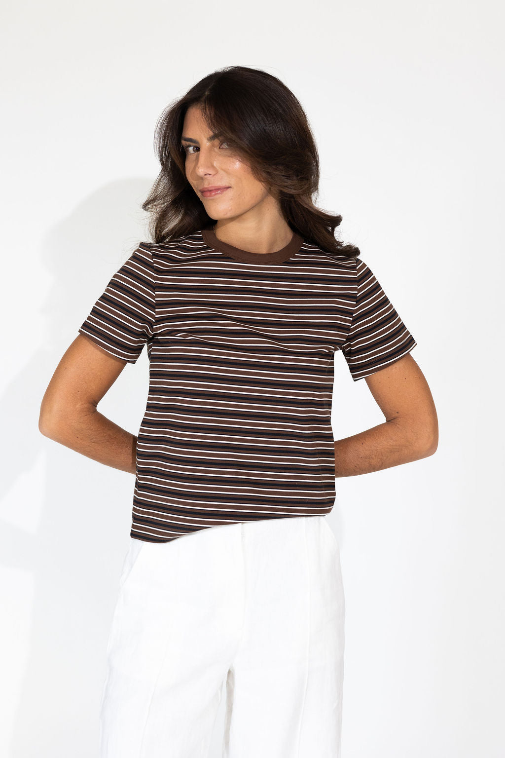 Alba Chocolate Striped Tee