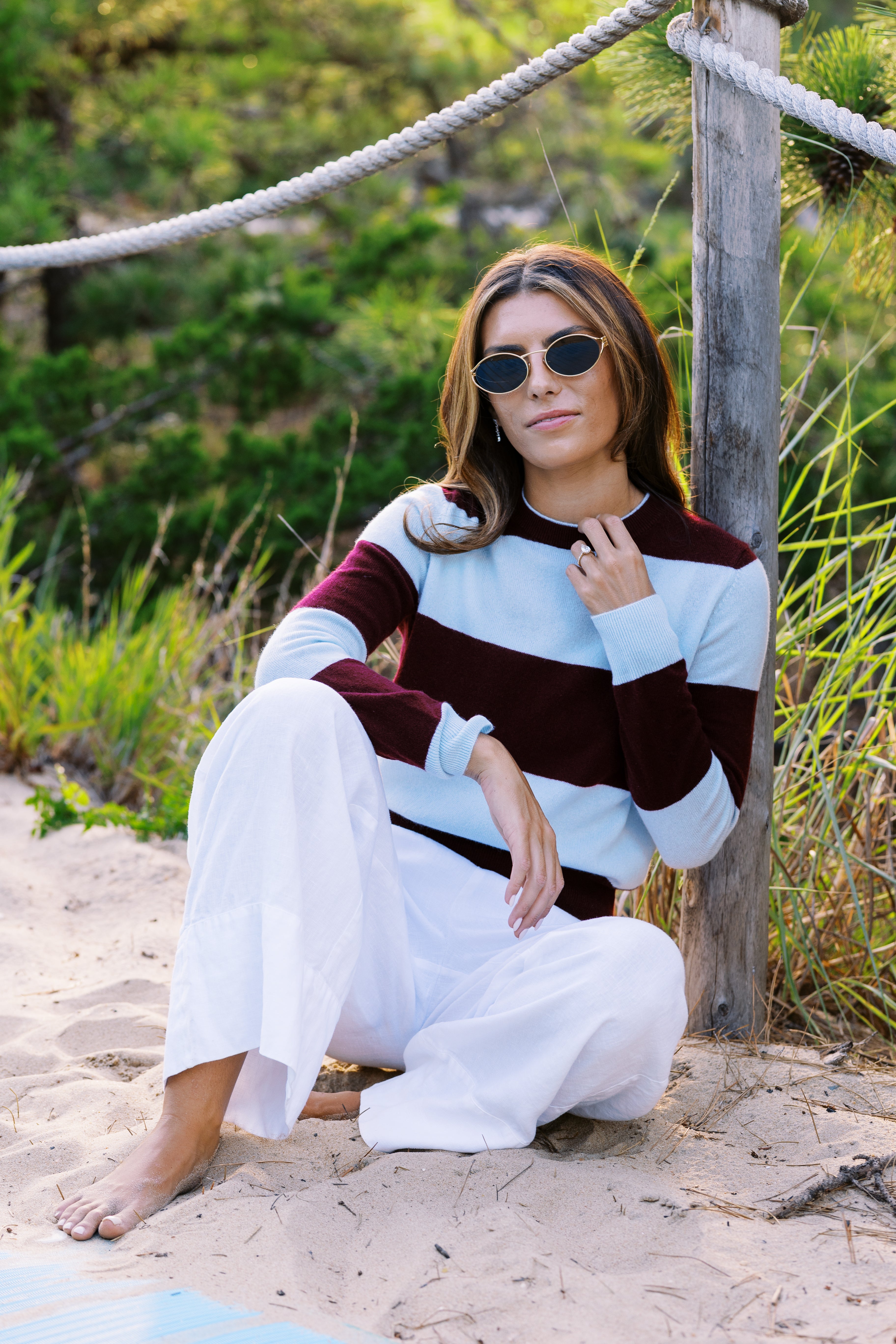 Sporting Stripe 100% Cashmere Sweater