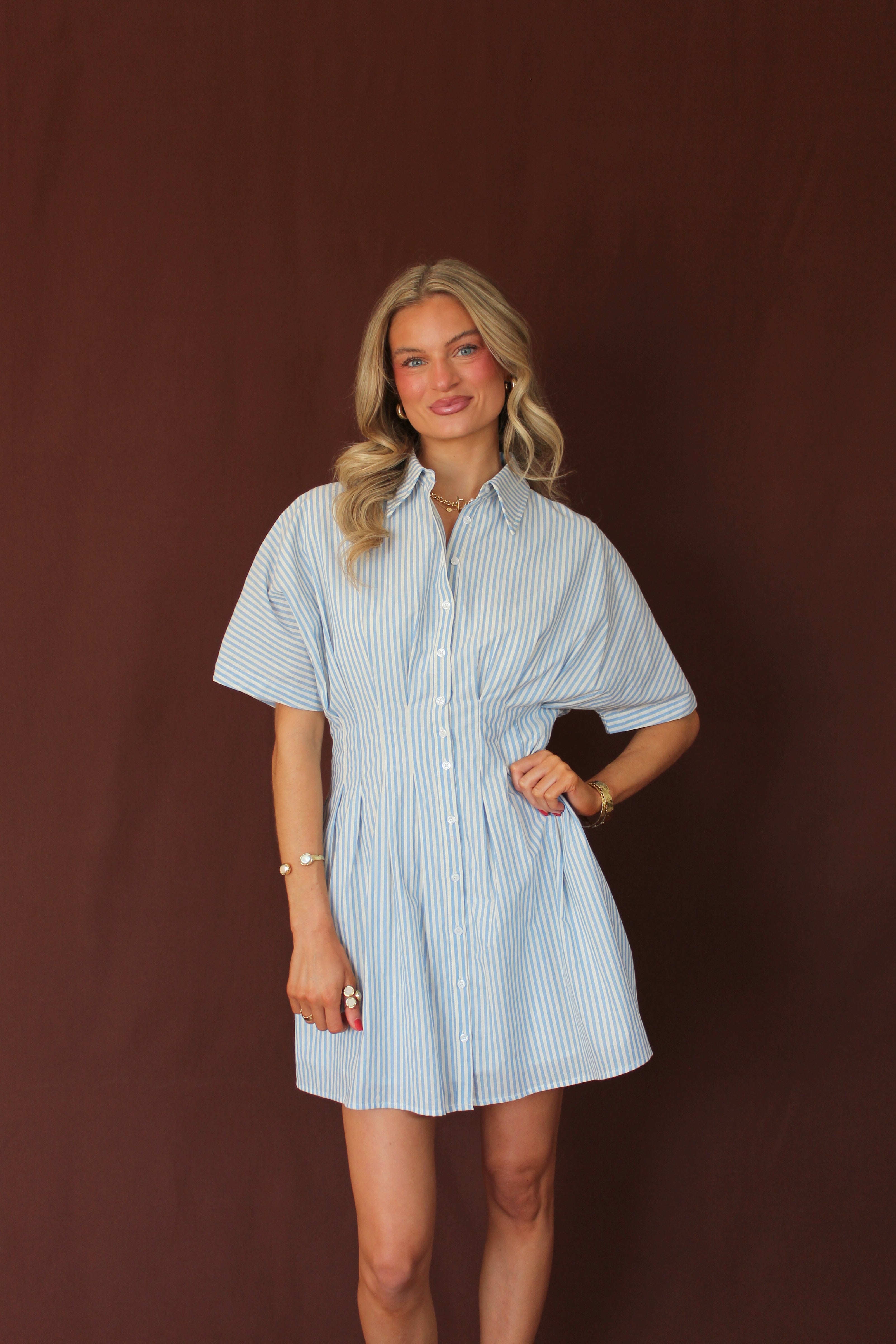 Natalia Pleated Shirt Dress