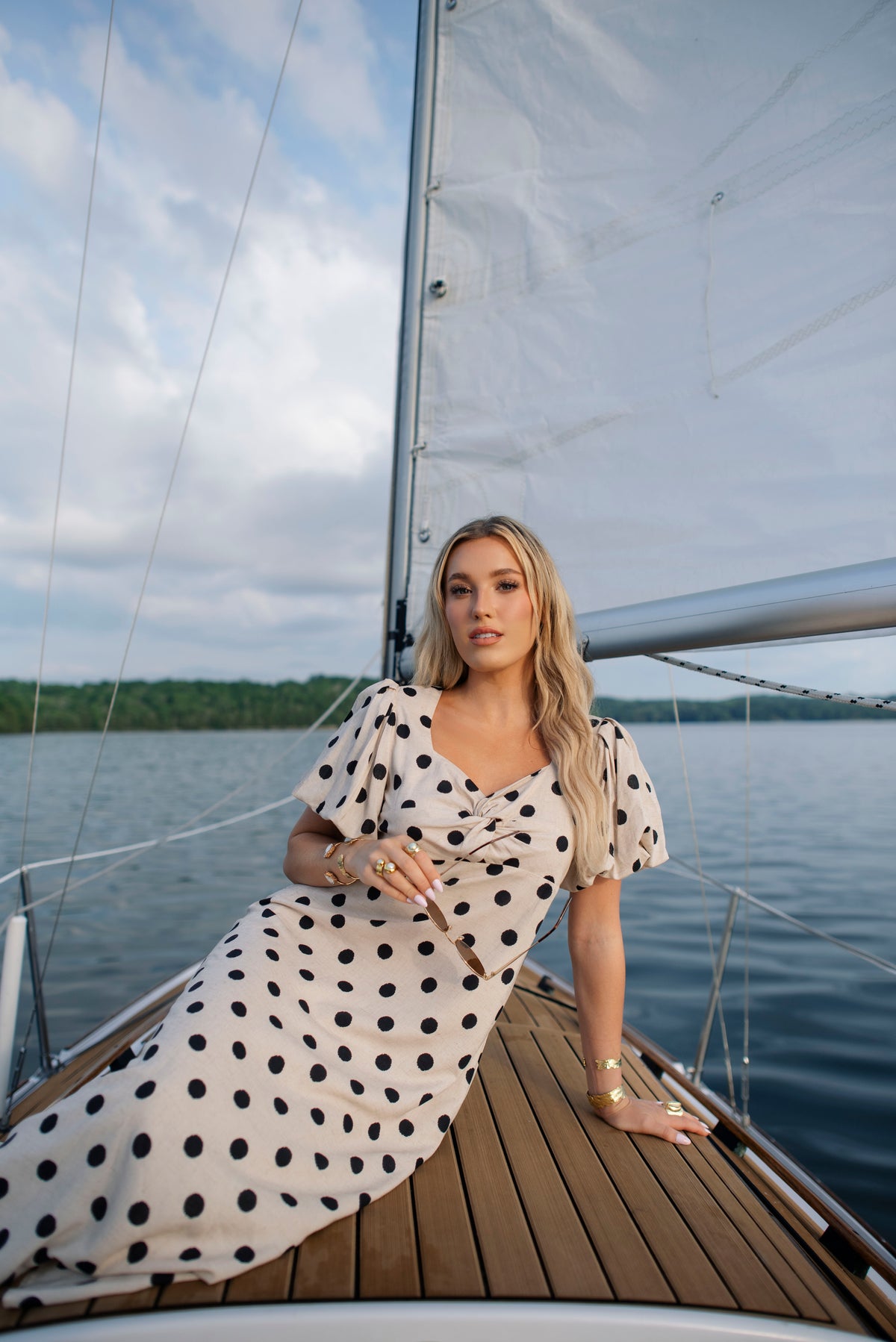 Portofino Polka Dot Puff Sleeve Dress