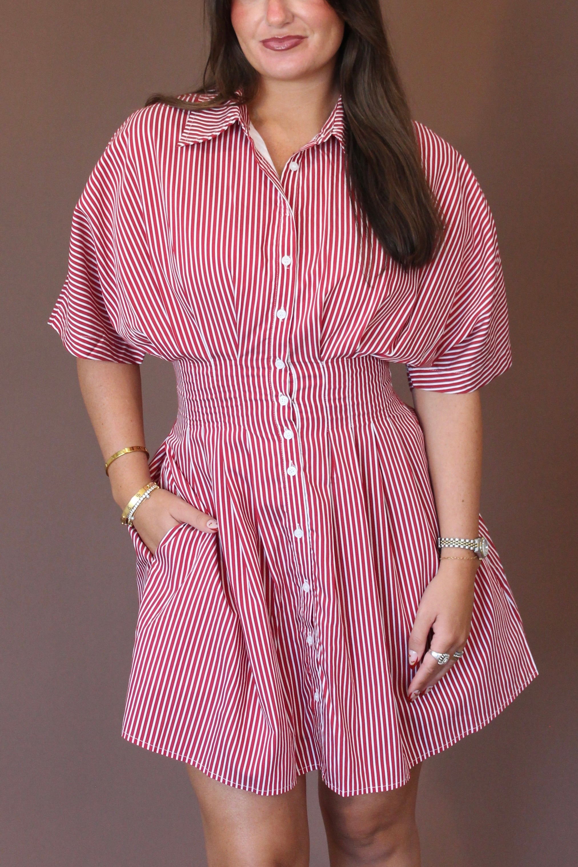 Sabrina Striped Pleated Mini Dress