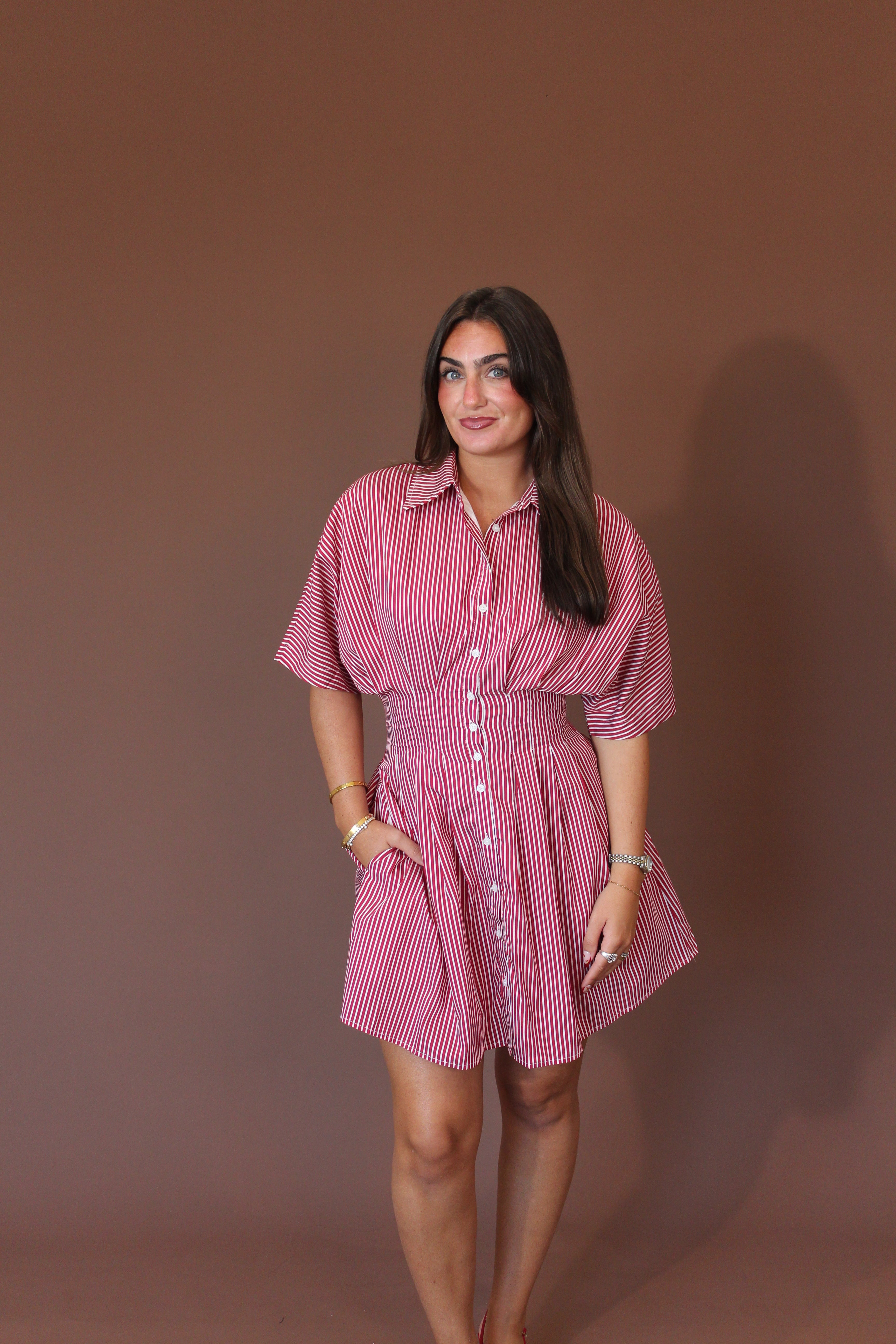 Sabrina Striped Pleated Mini Dress