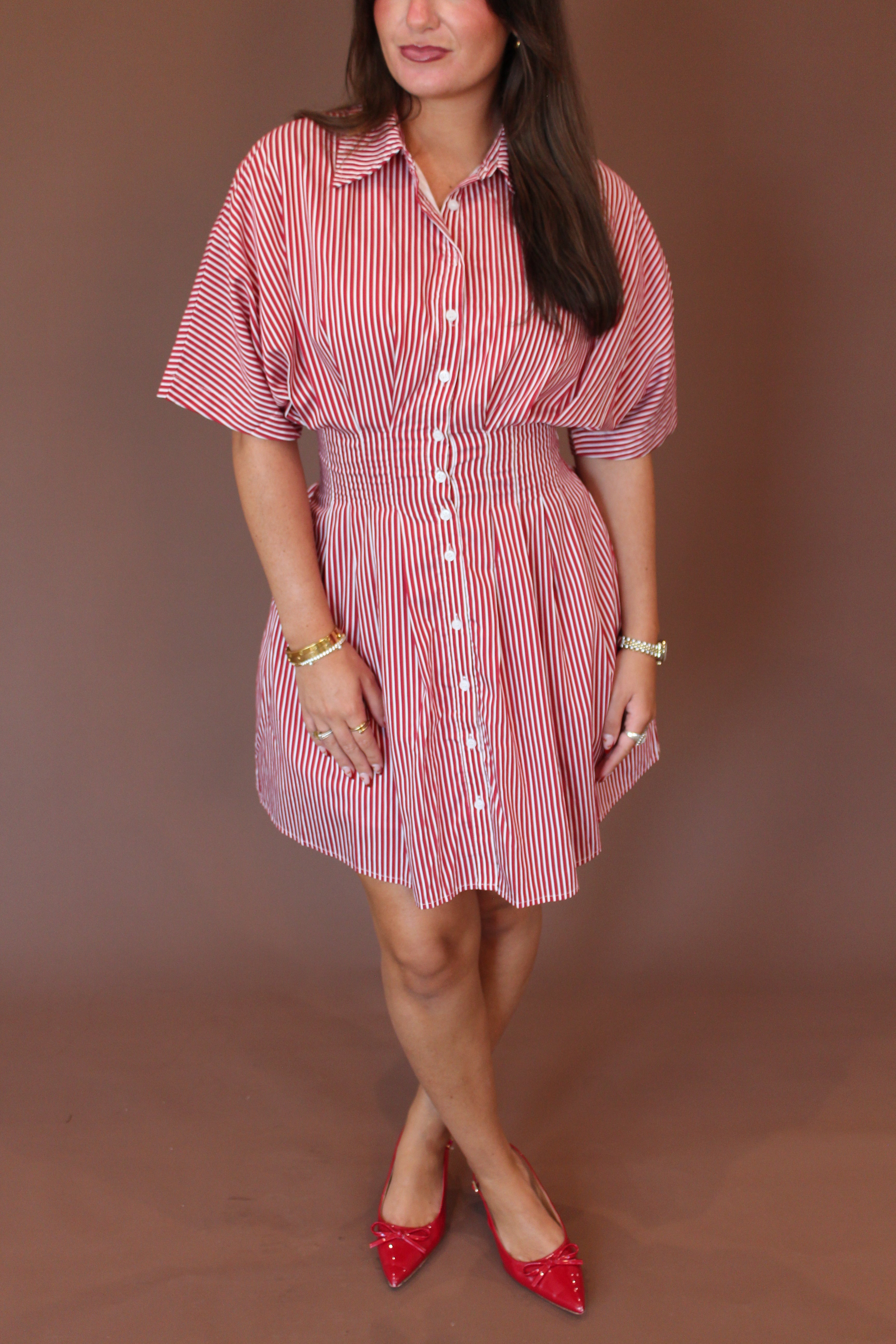 Sabrina Striped Pleated Mini Dress