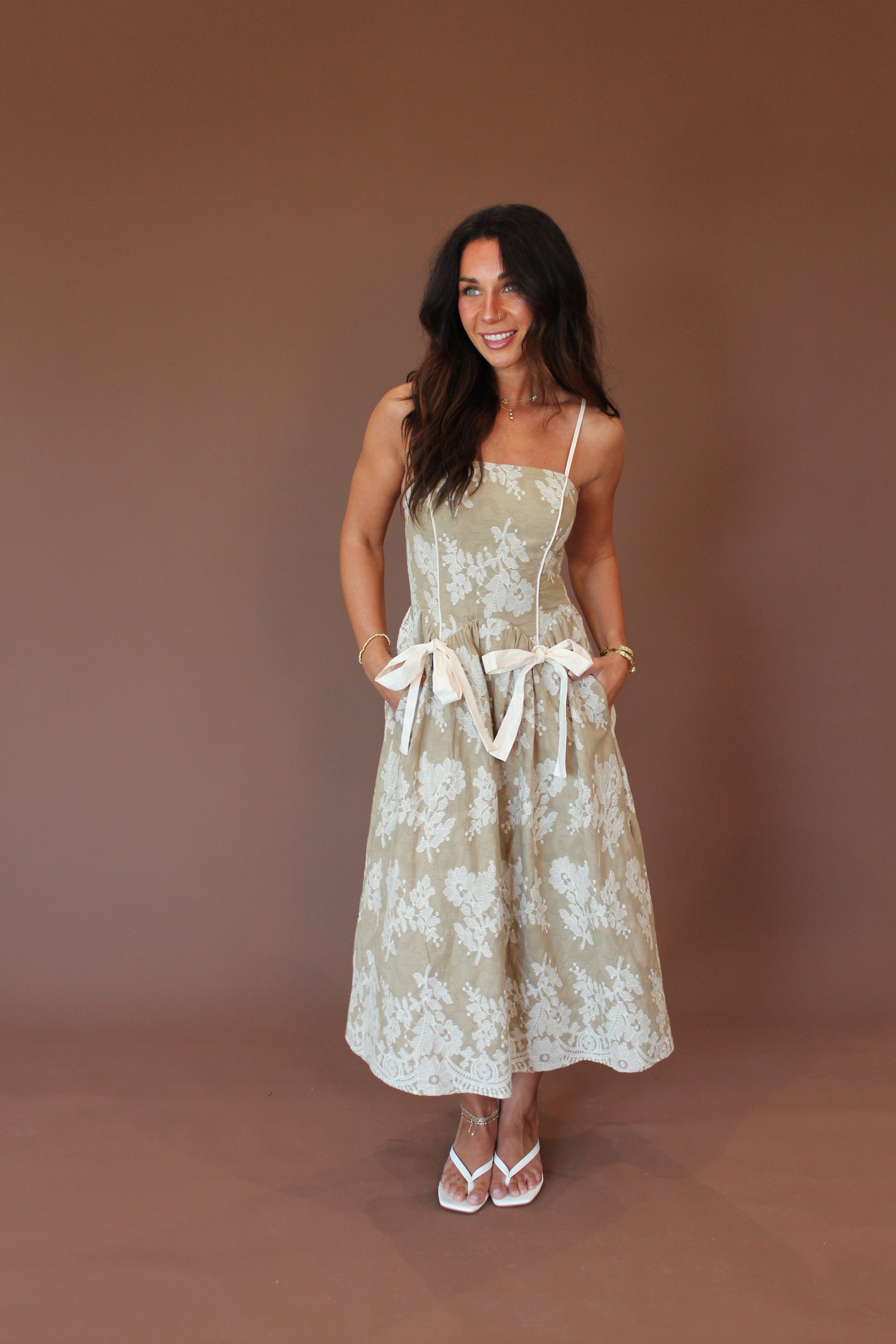 Whitney Embroidered Midi Dress