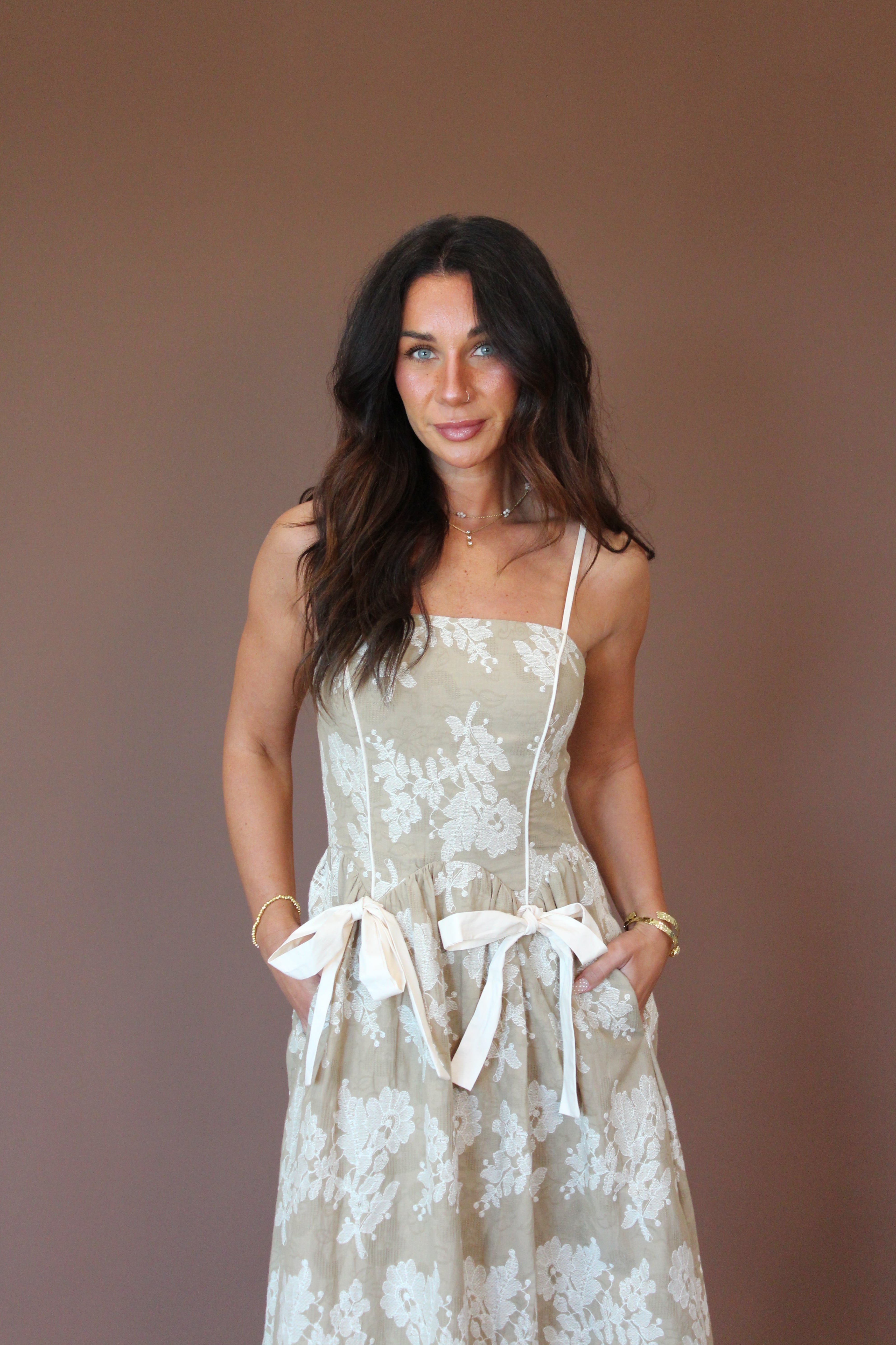 Whitney Embroidered Midi Dress