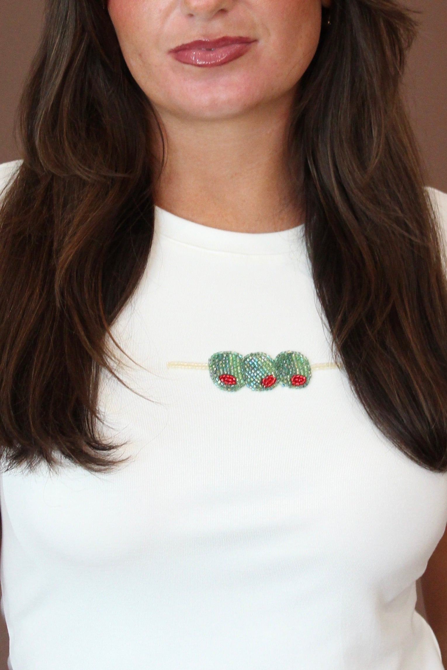 Olive Beaded T-Shirt