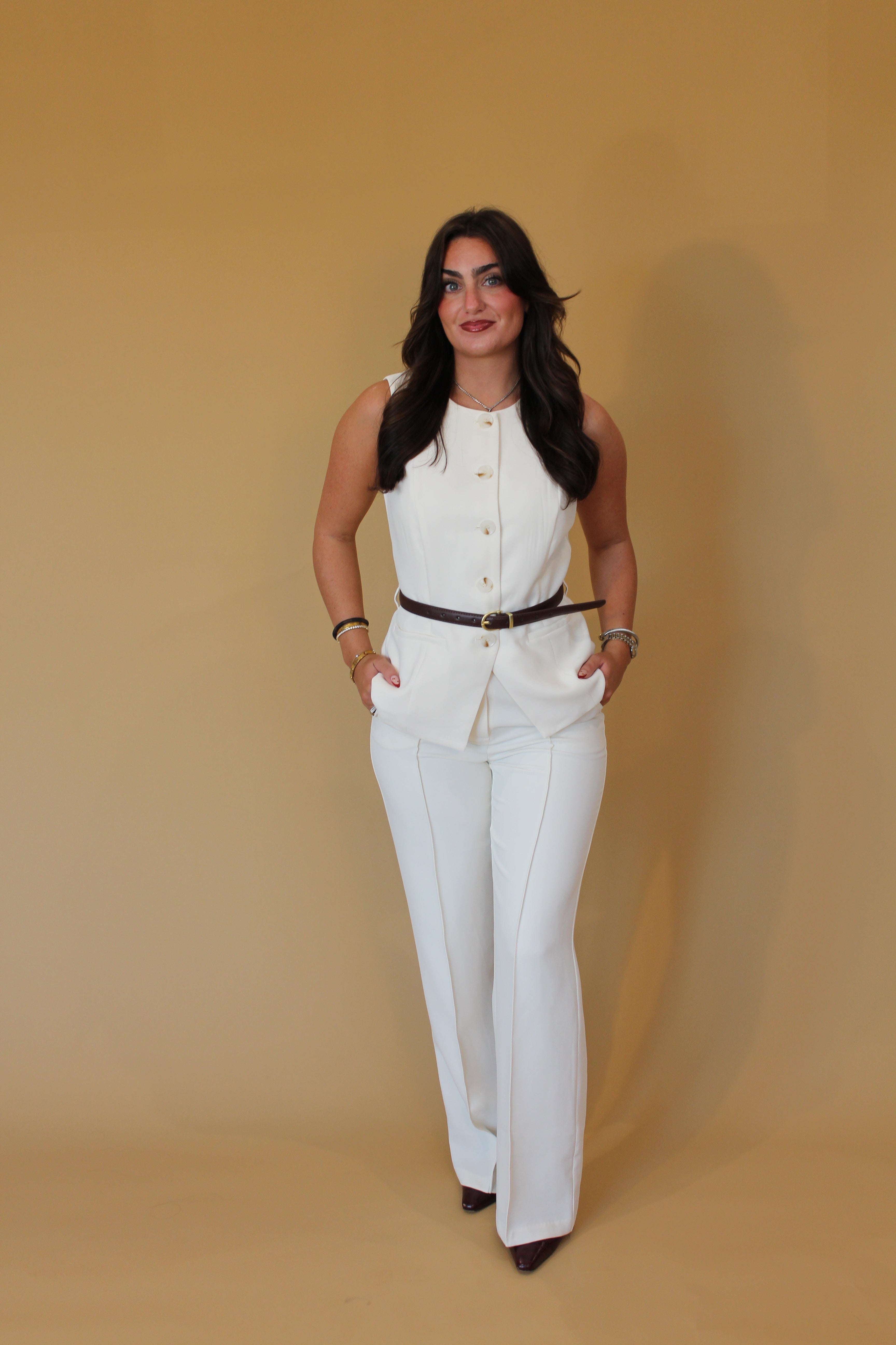 Greyson Cream Belted Top