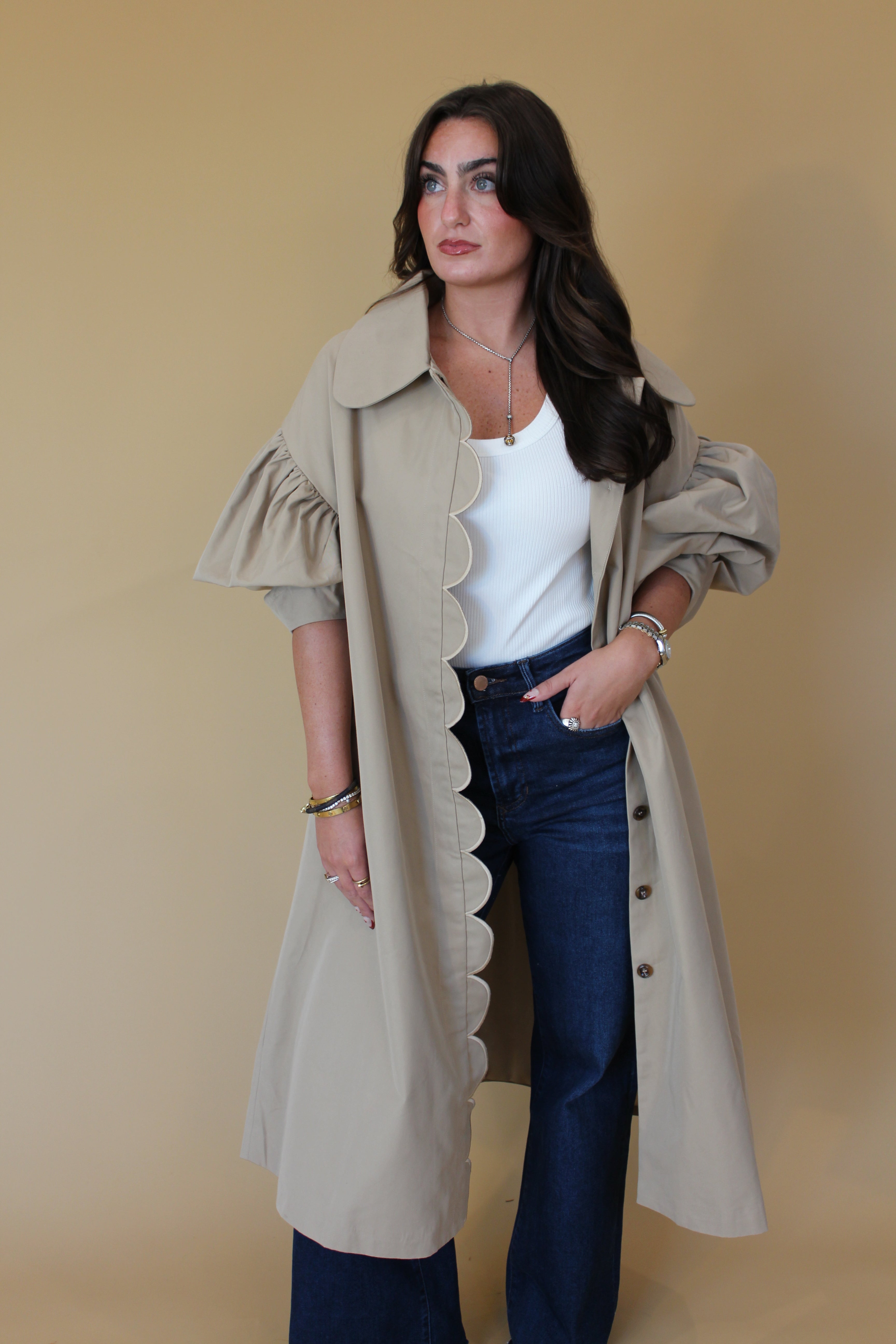 City Dweller Scalloped Trench Coat