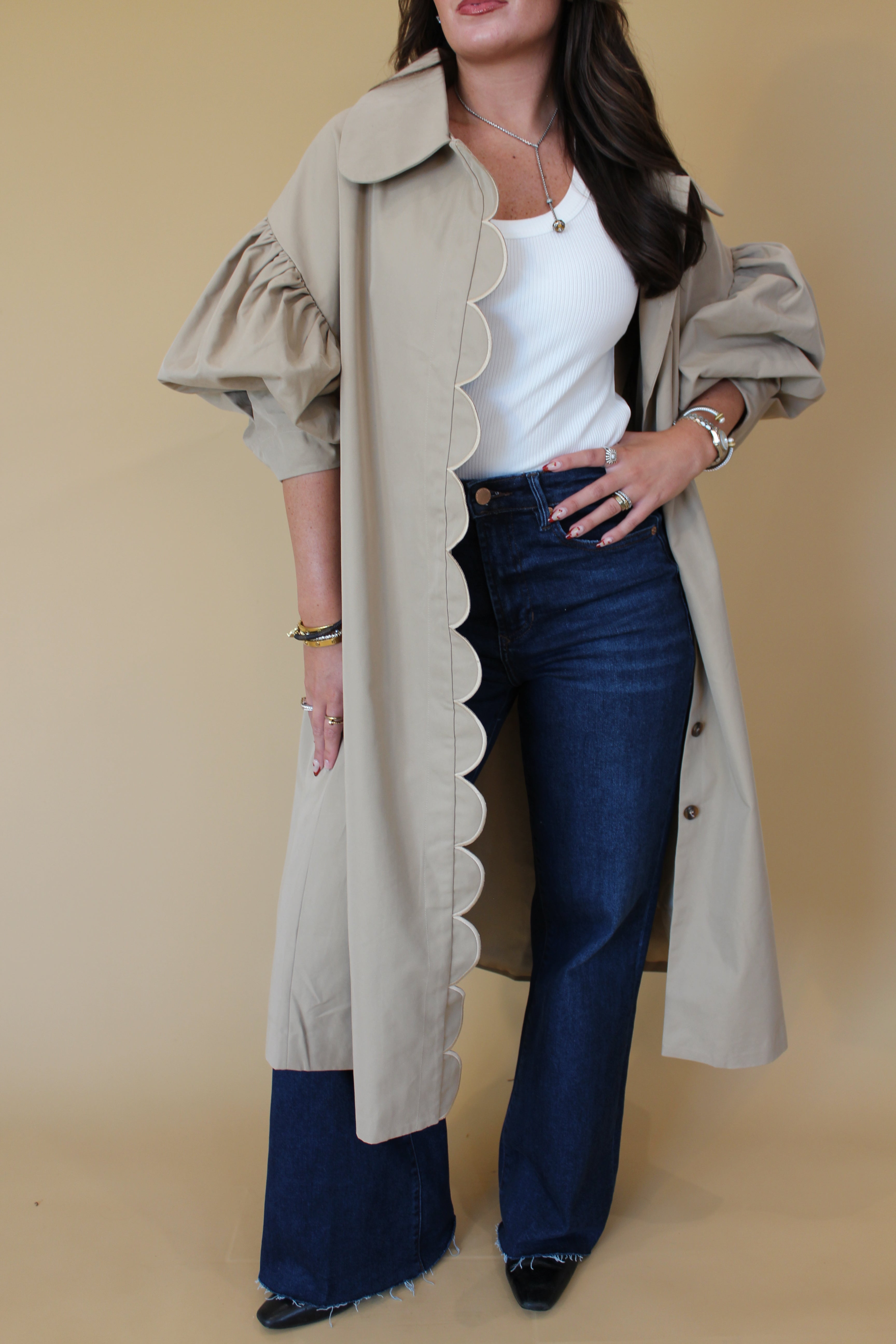City Dweller Scalloped Trench Coat