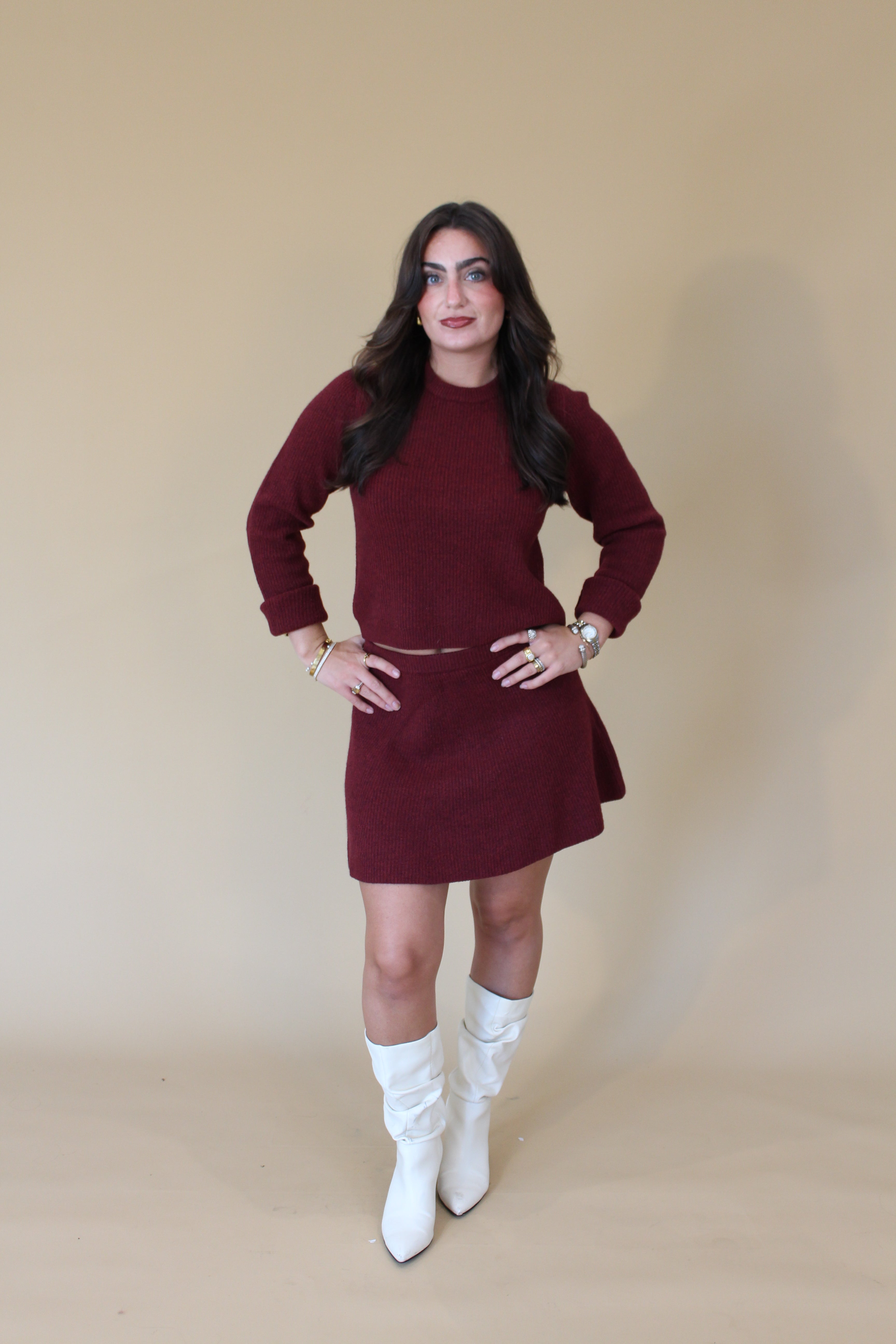 Vhari Burgundy Knit Skirt