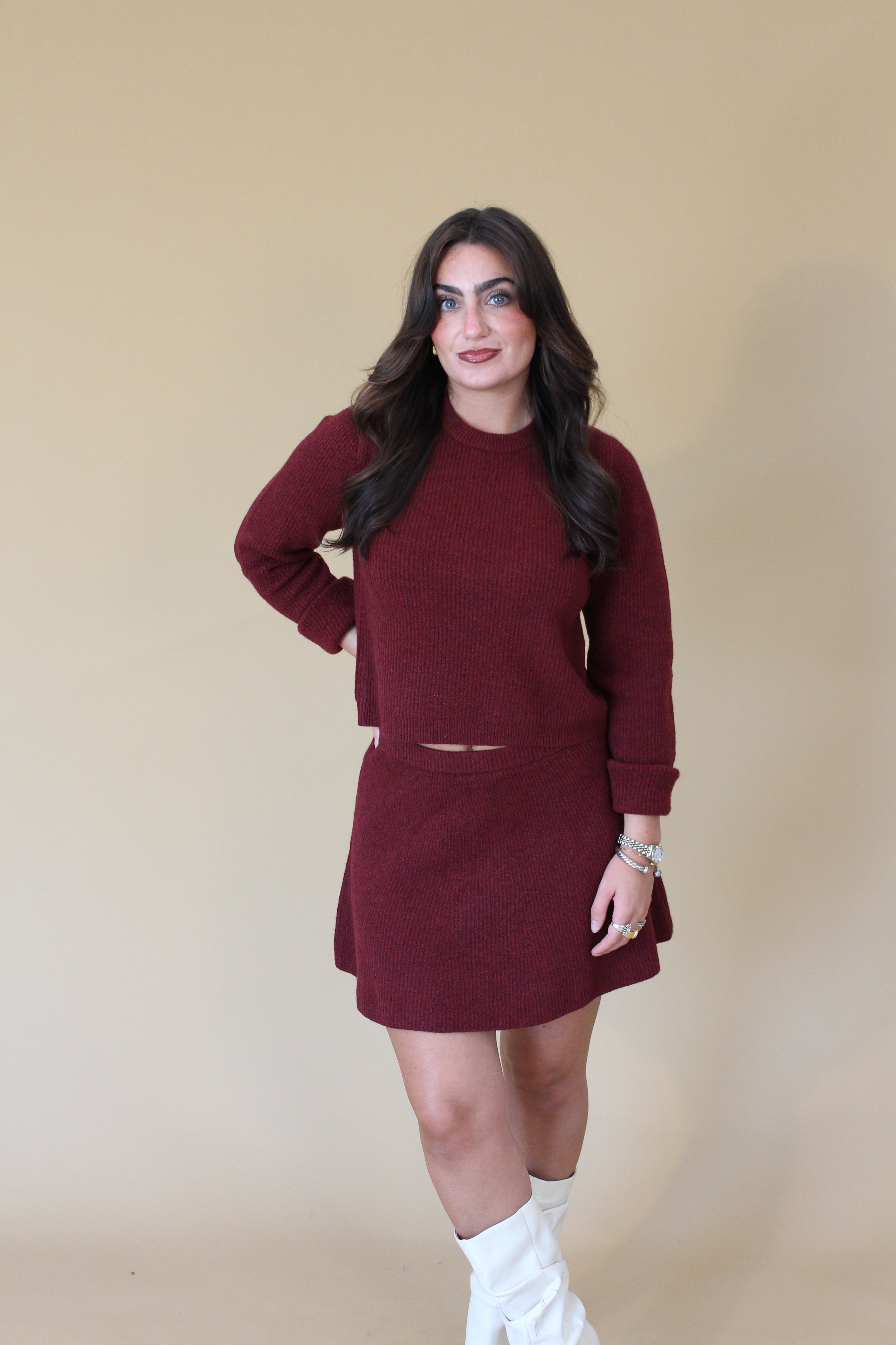 Vhari Burgundy Knit Skirt
