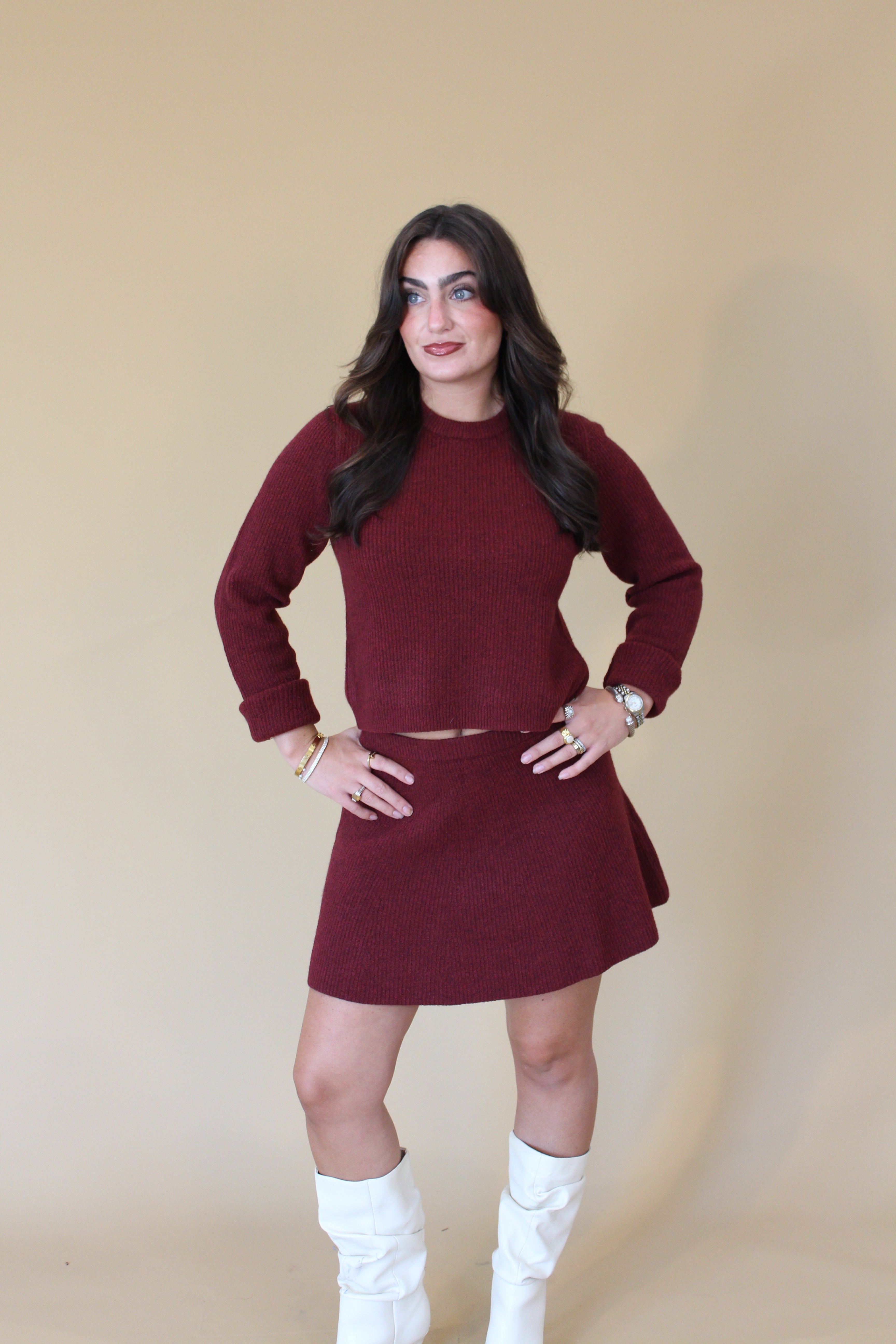 Vhari Burgundy Knit Skirt