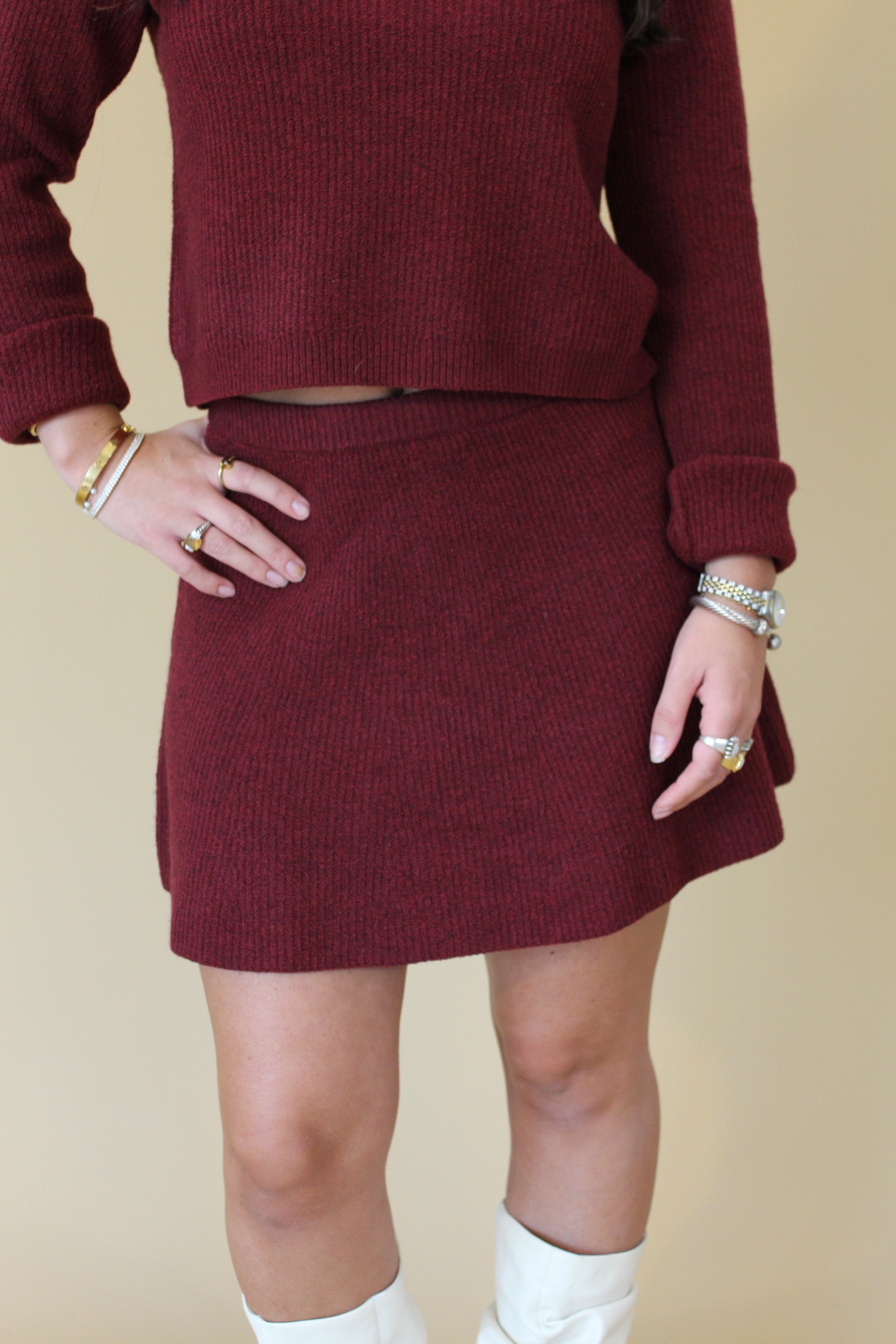 Vhari Burgundy Knit Skirt