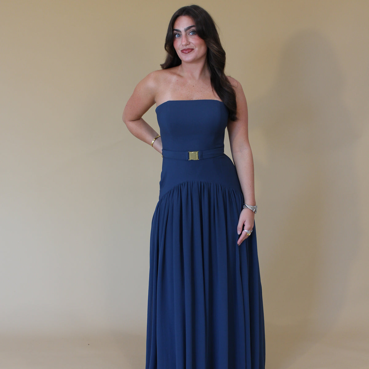 long sleeve knit dress Colette Premium Long Sleeved Ribbed Knit Maxi Dress in Dark Natural main image 0