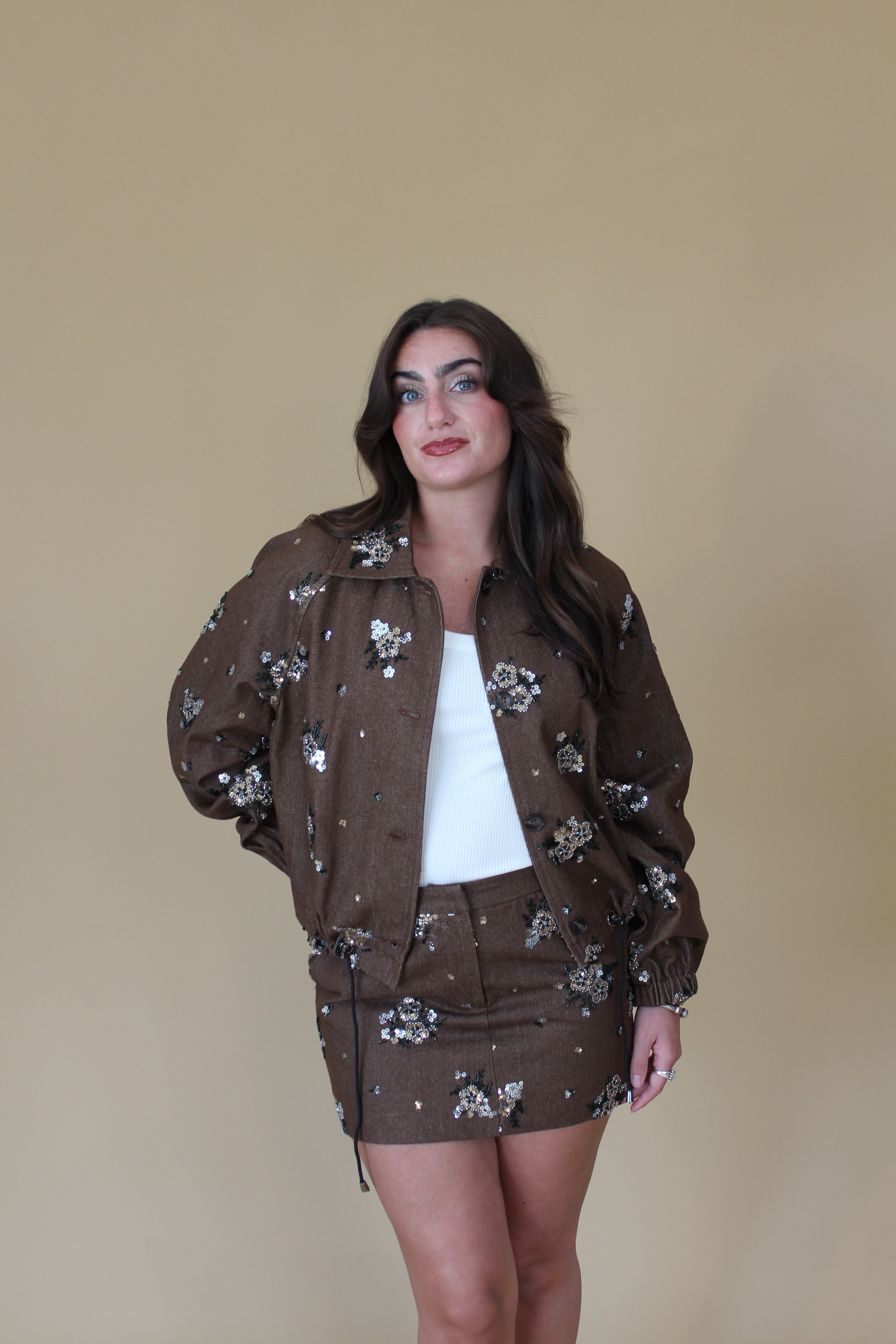 Harriet Sequin Brown Skirt