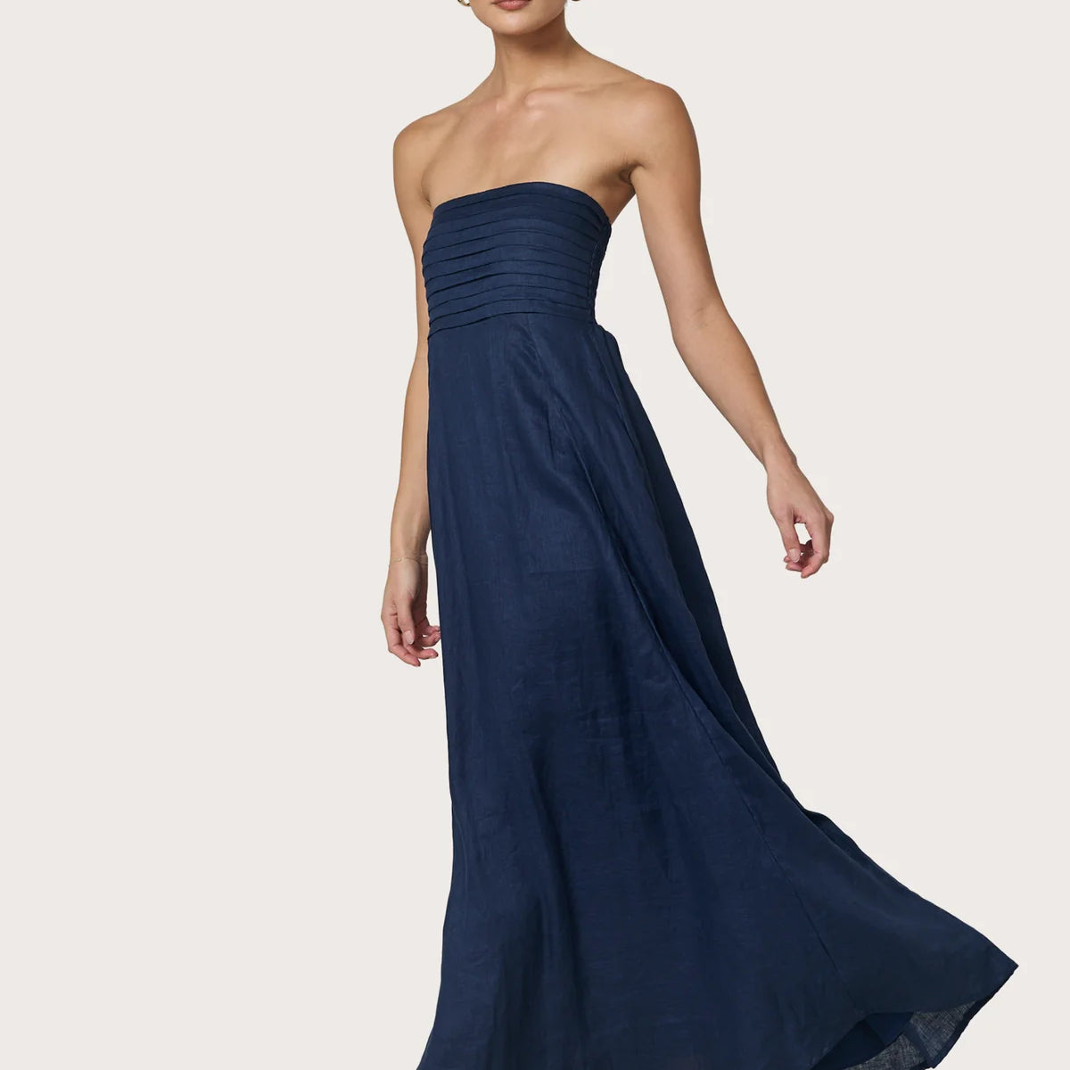 Talia Navy Linen Maxi Dress