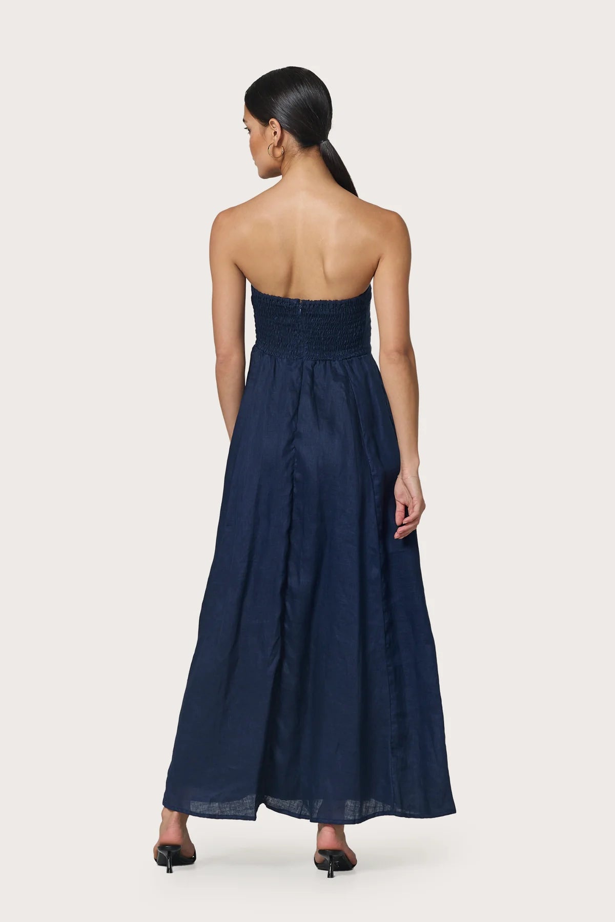 Talia Navy Linen Maxi Dress