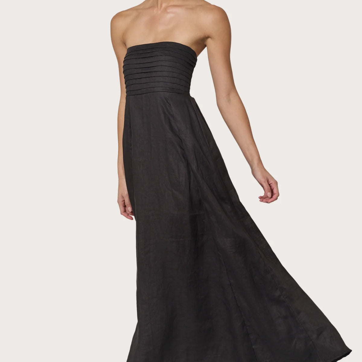 Talia Chocolate Linen Maxi Dress