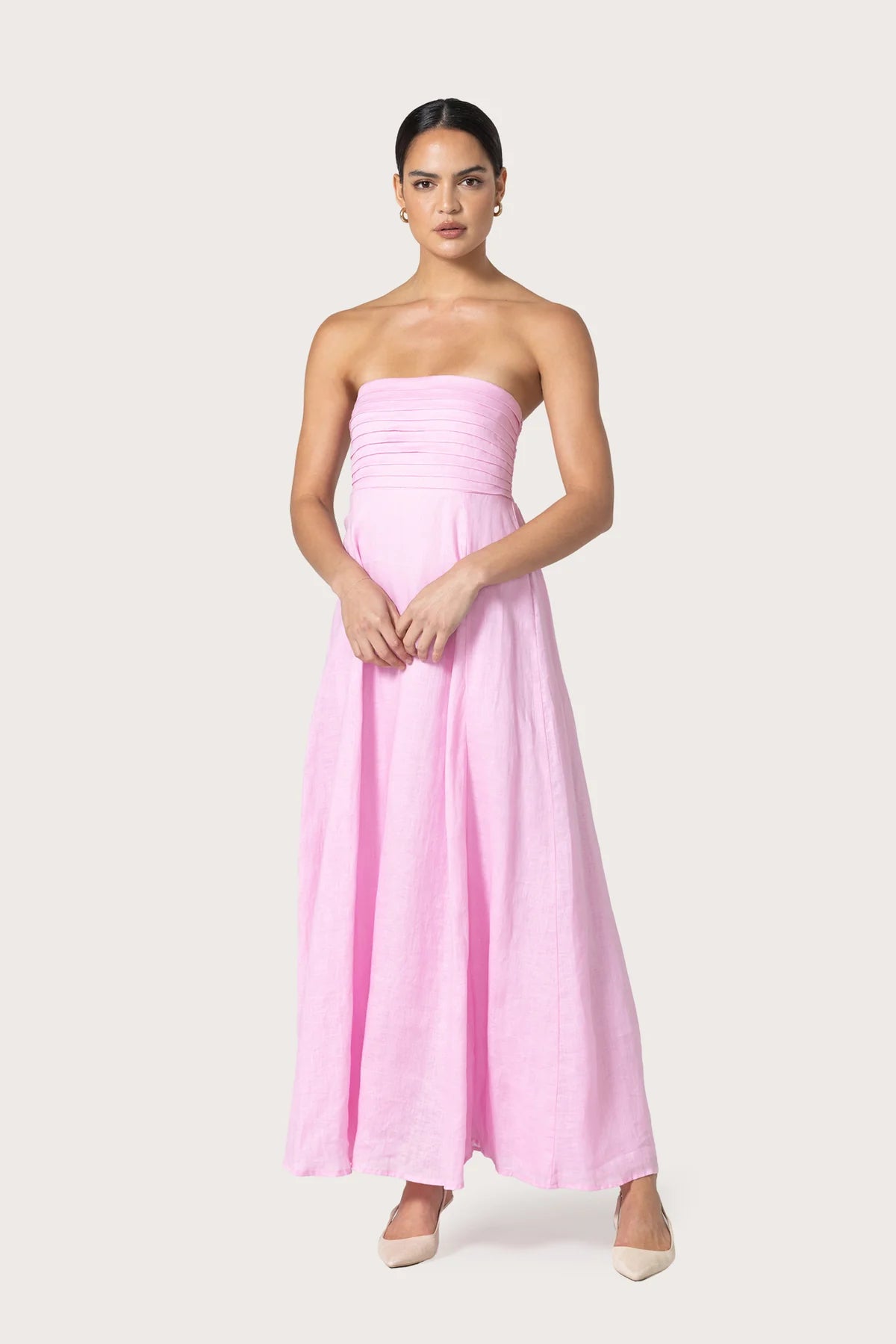 Talia Slipper Pink Linen Maxi Dress