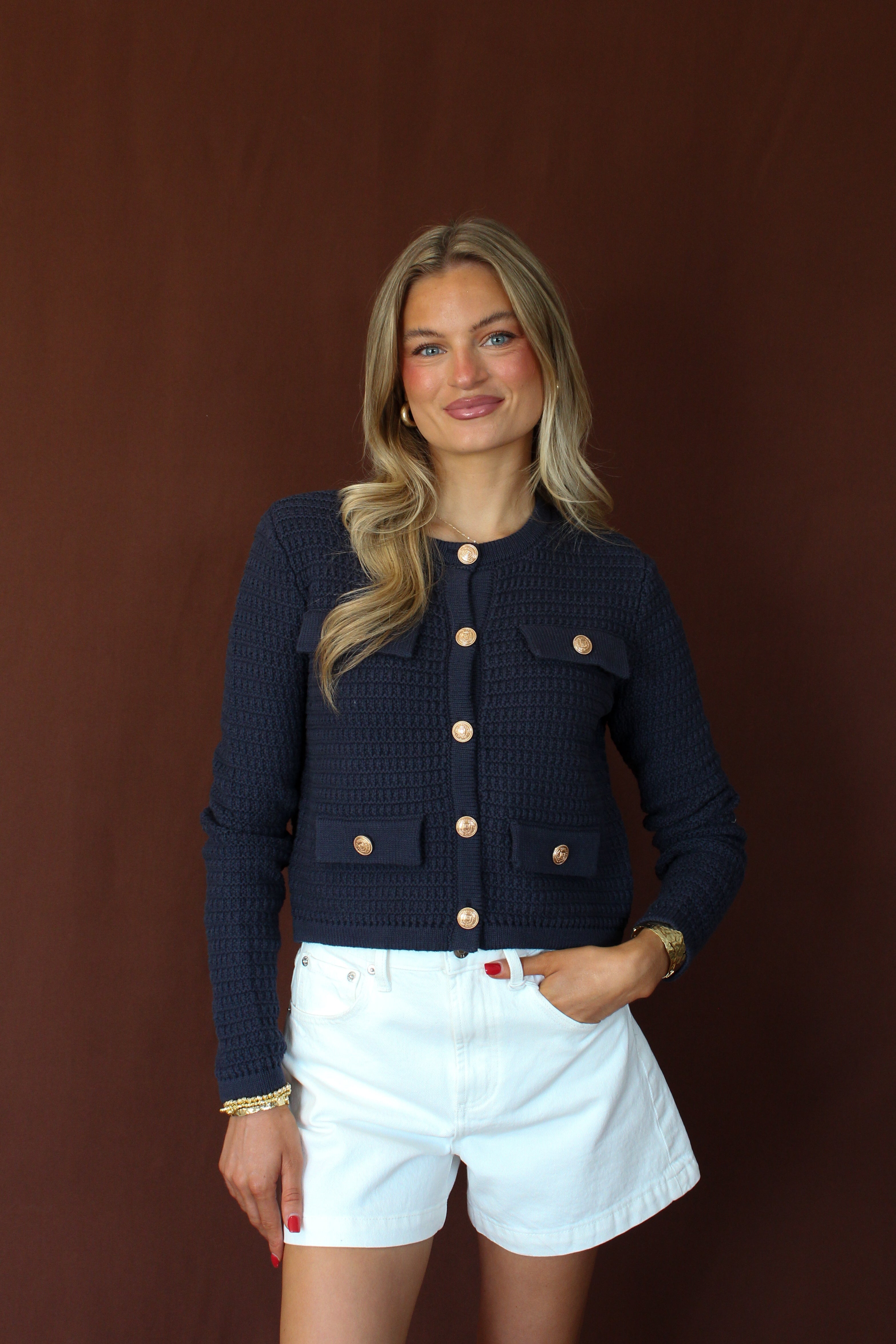 Yacht Race Cardigan- Navy